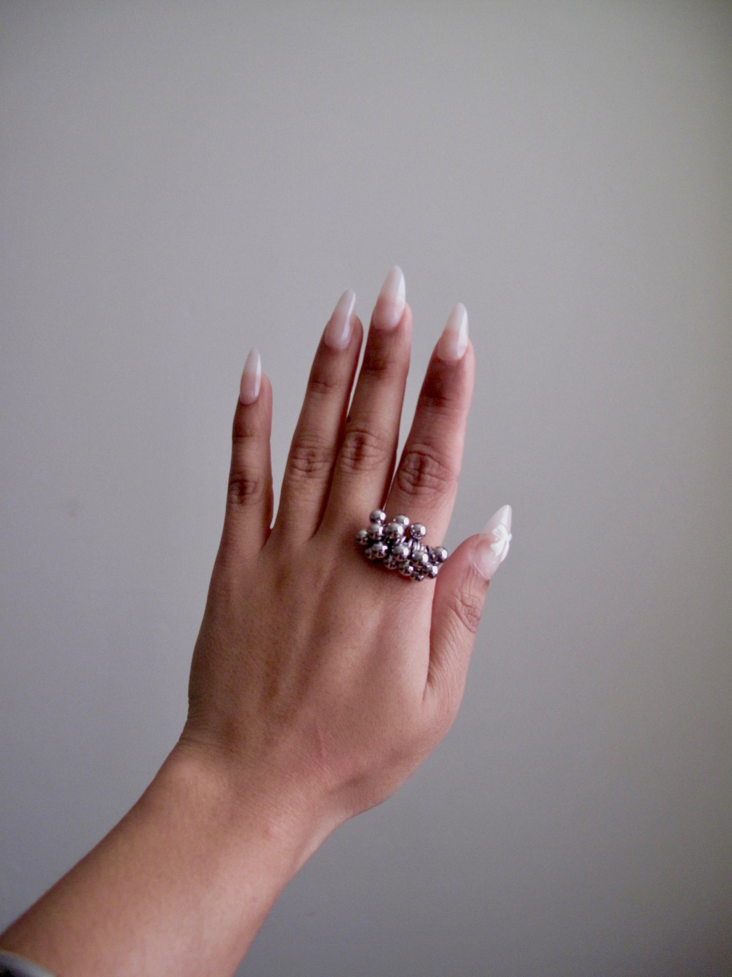 Silver beaded ring