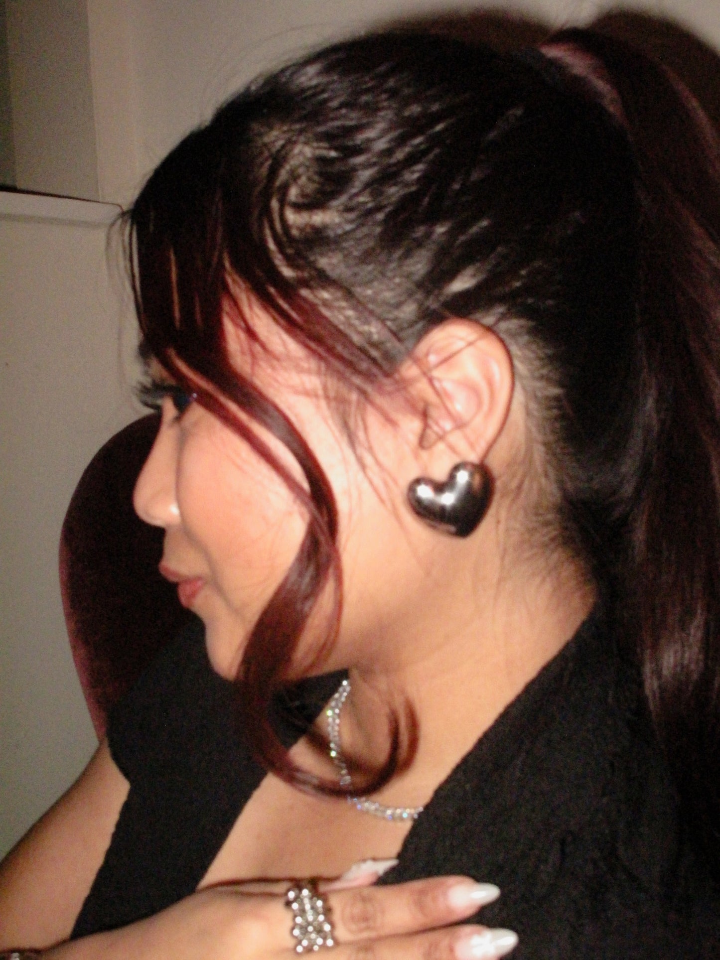 Silver heart studs