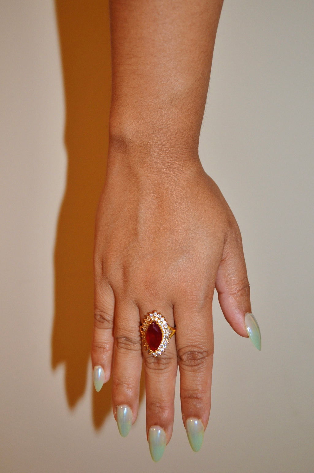 14k gold filled Garnet adjustable ring