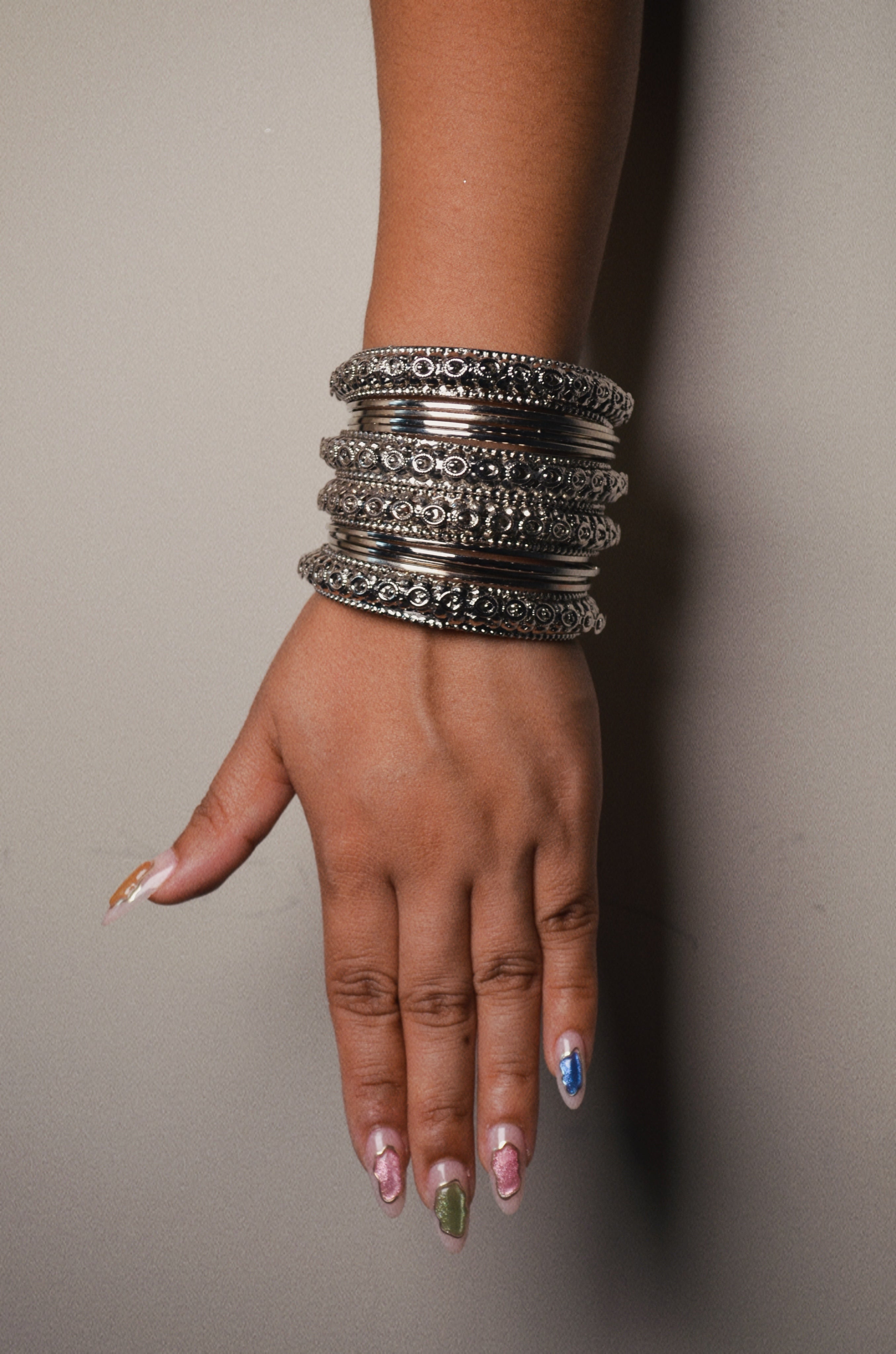 Oxidized silver bangle set