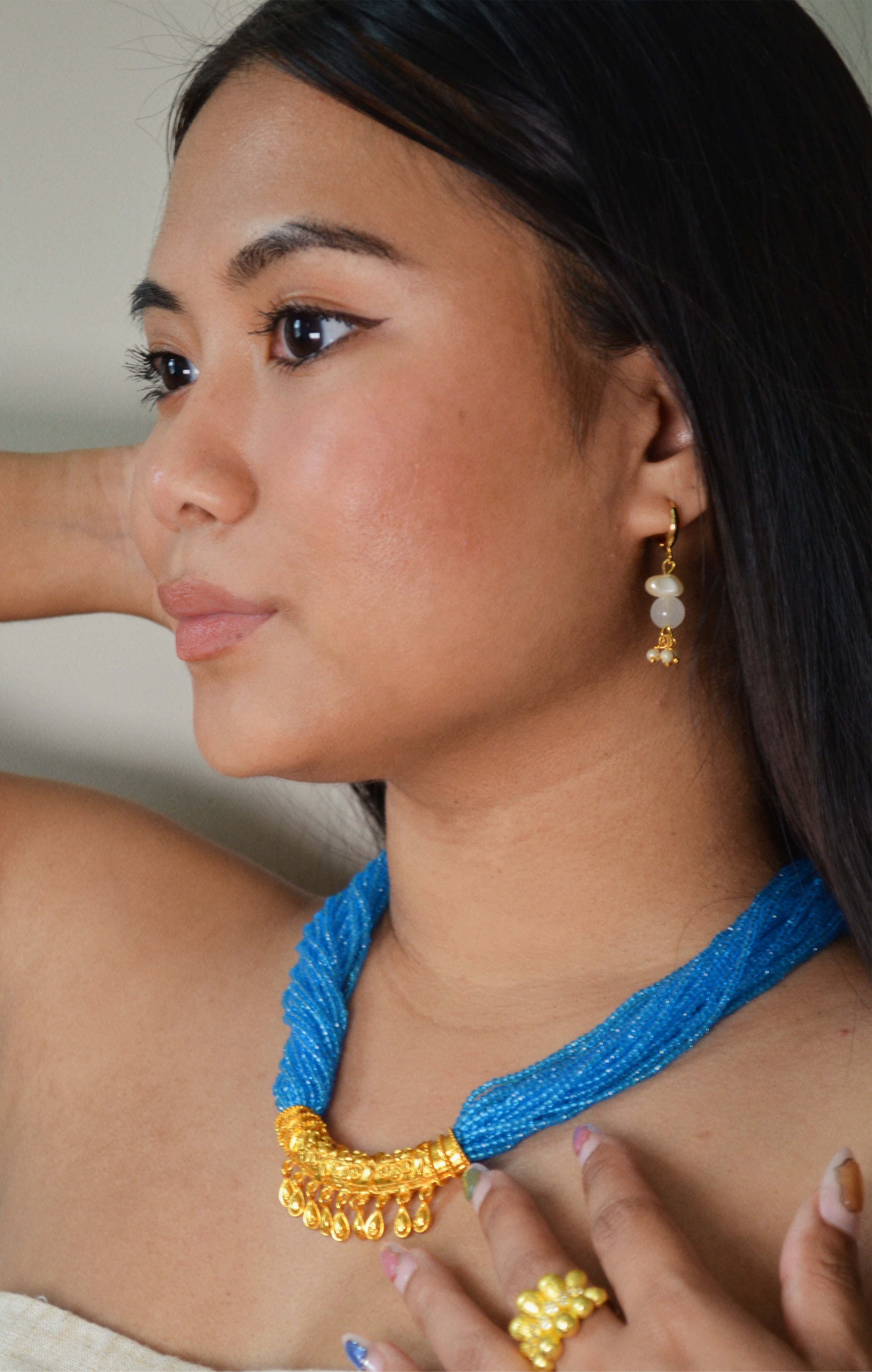 Sky blue beaded necklace