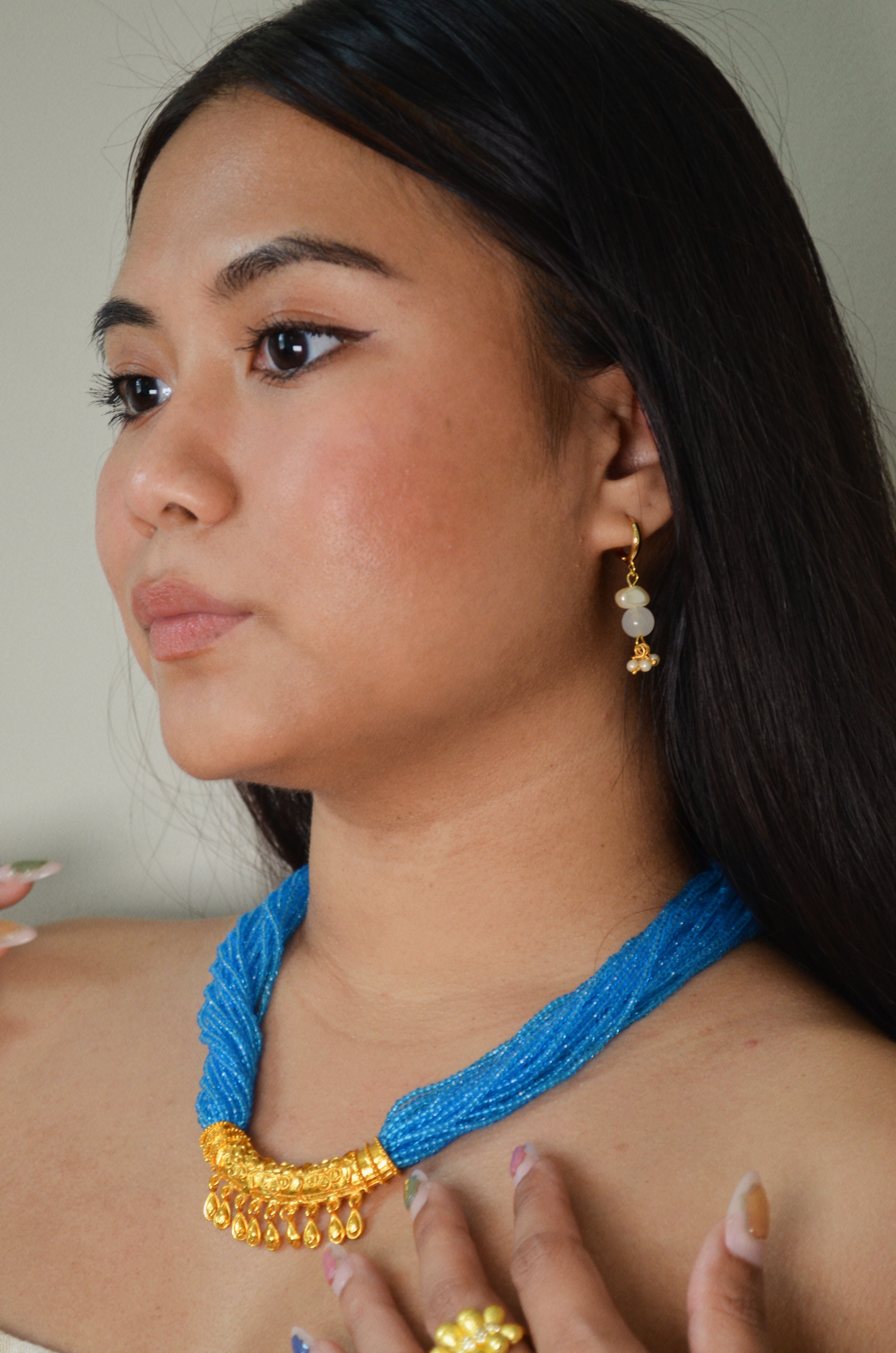 Sky blue beaded necklace