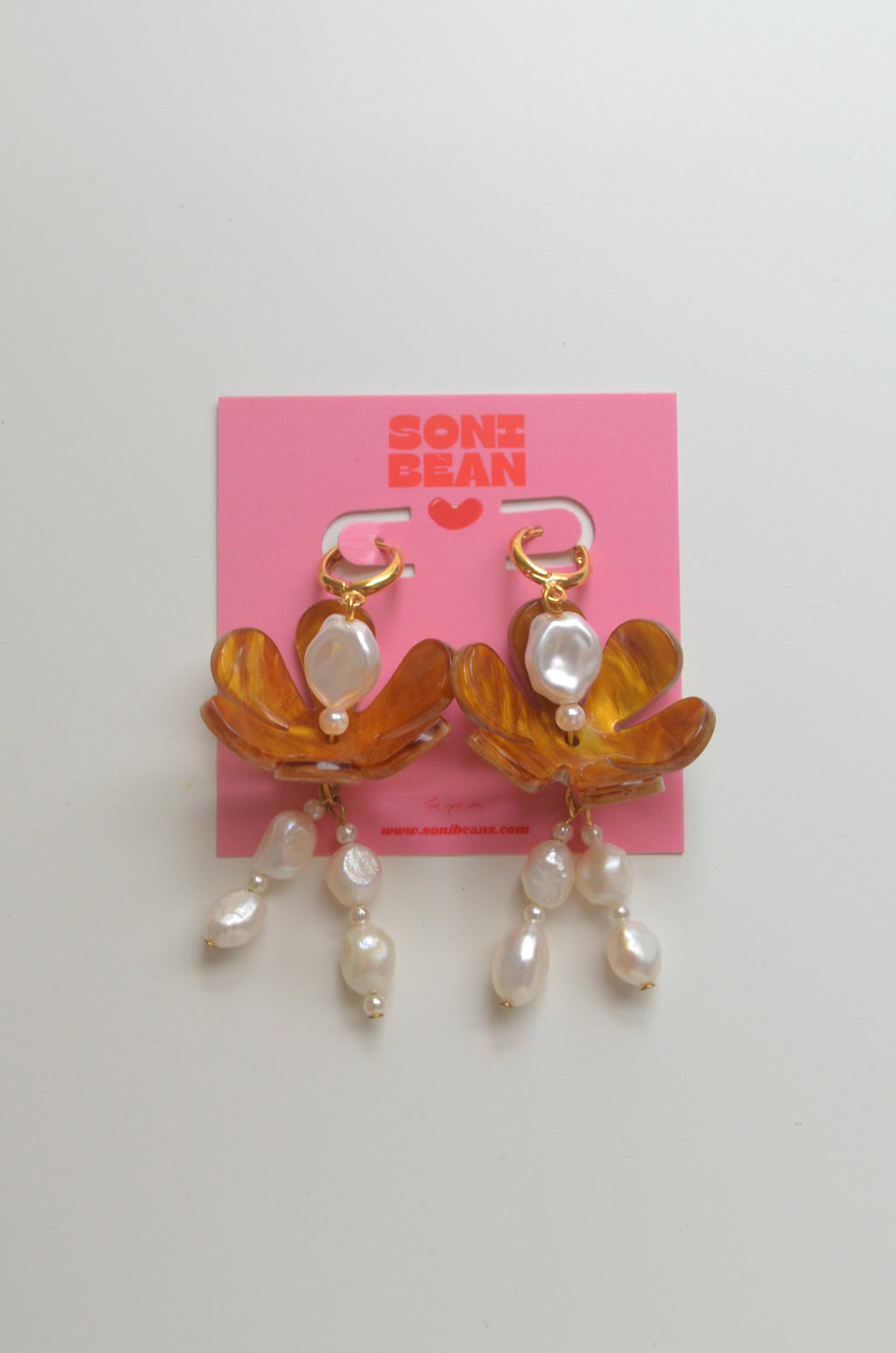 Acetate tortoise bloom earring