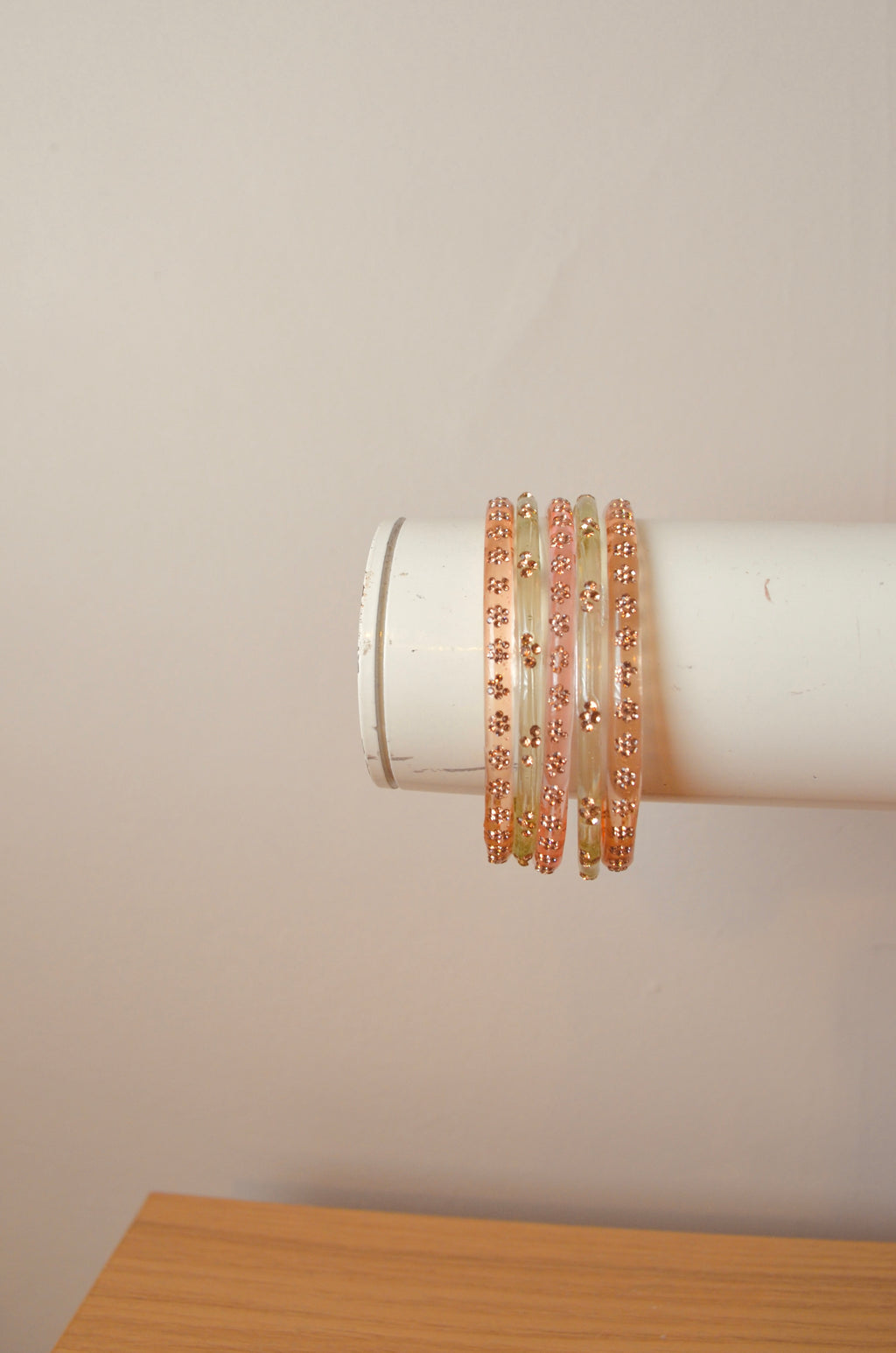 Mint and honey bangle stack