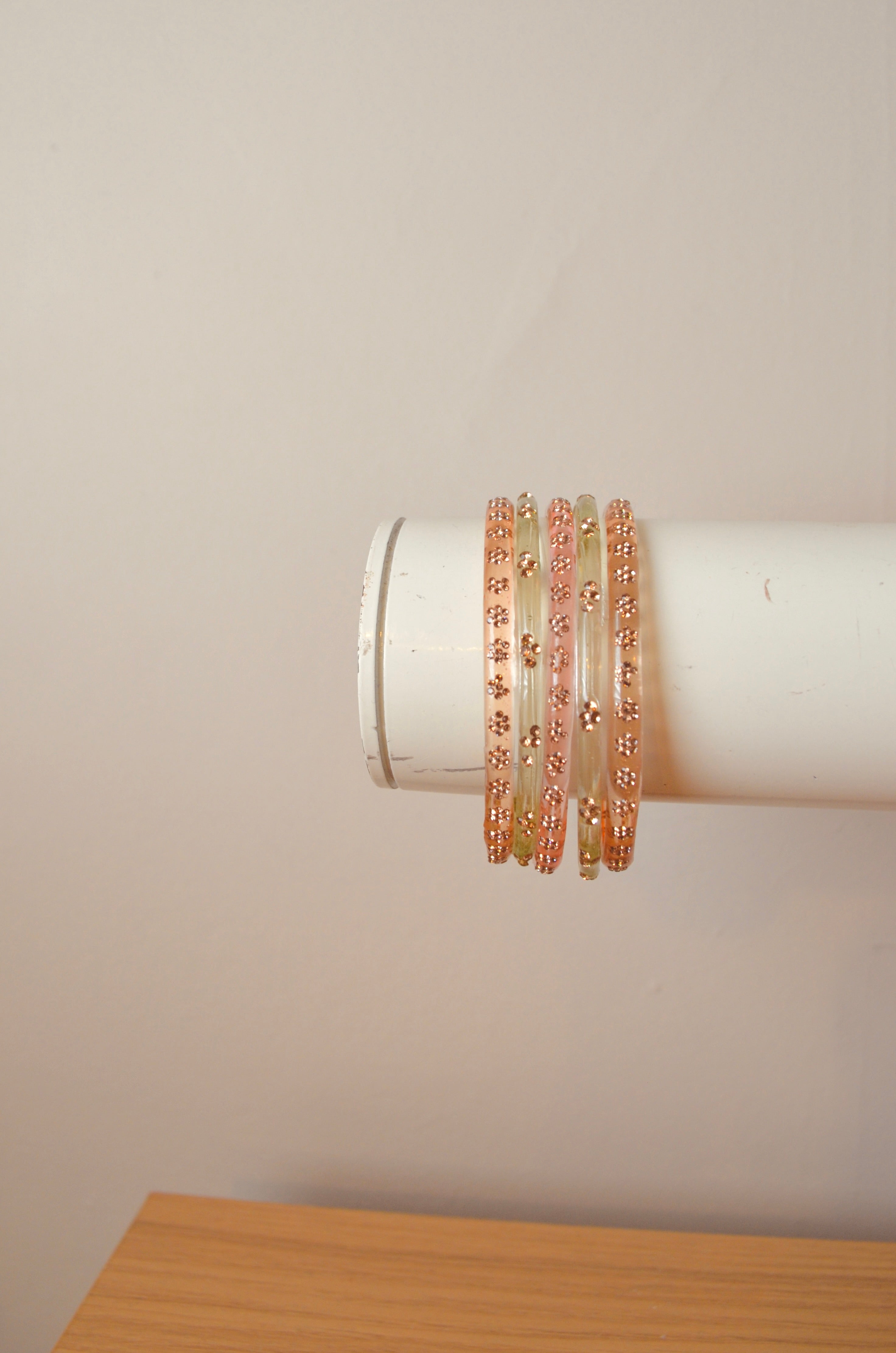Mint and honey bangle stack