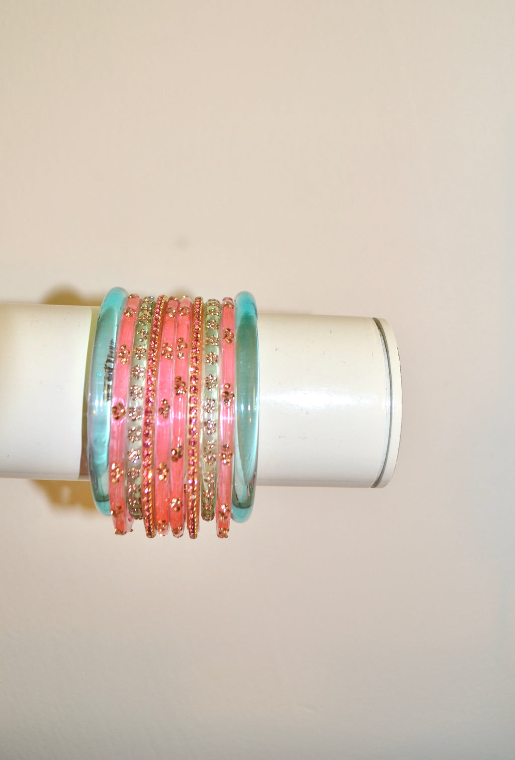 Cotton candy bangle stack