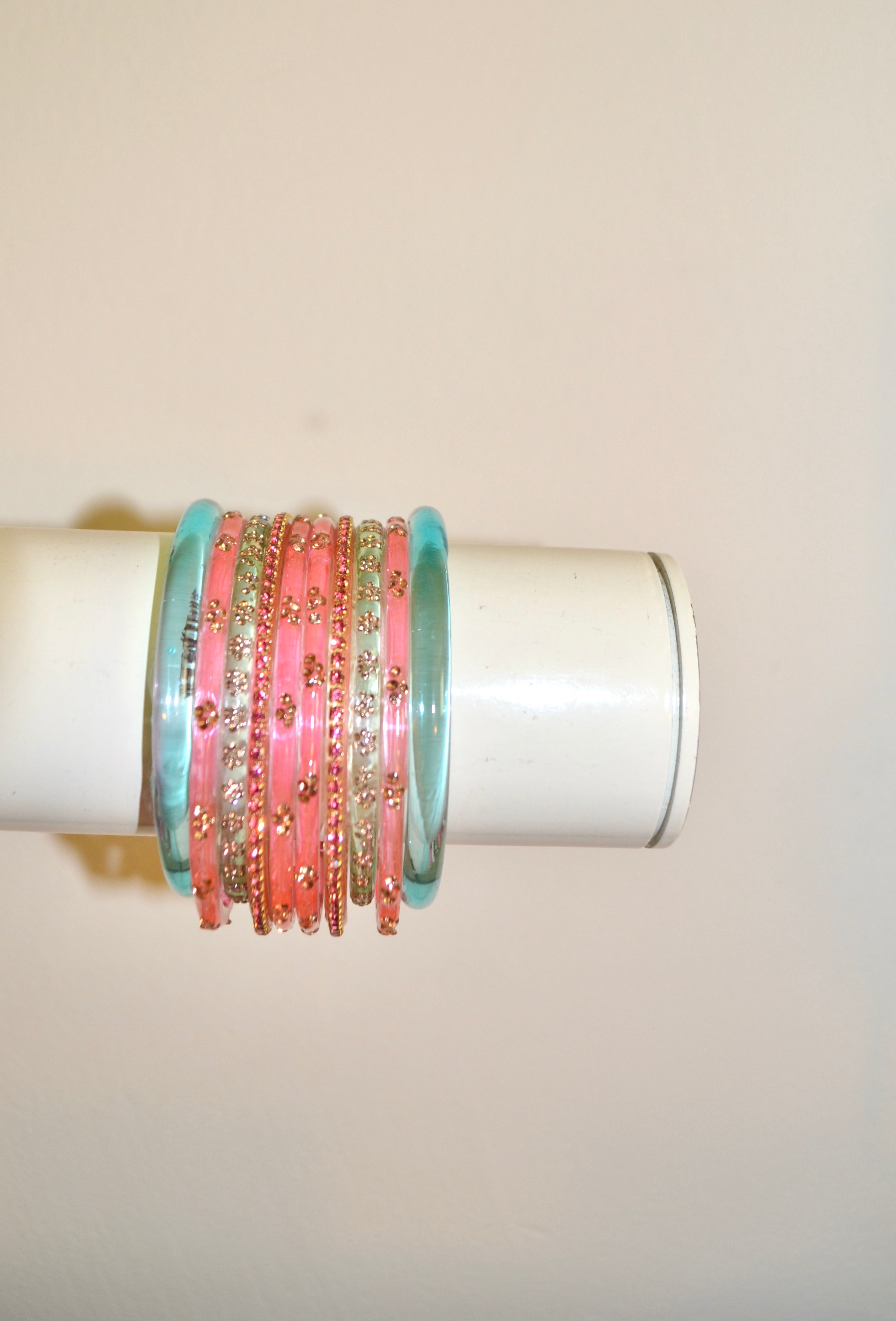Cotton candy bangle stack