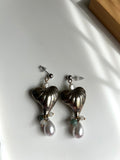 Silver heart jhumkas