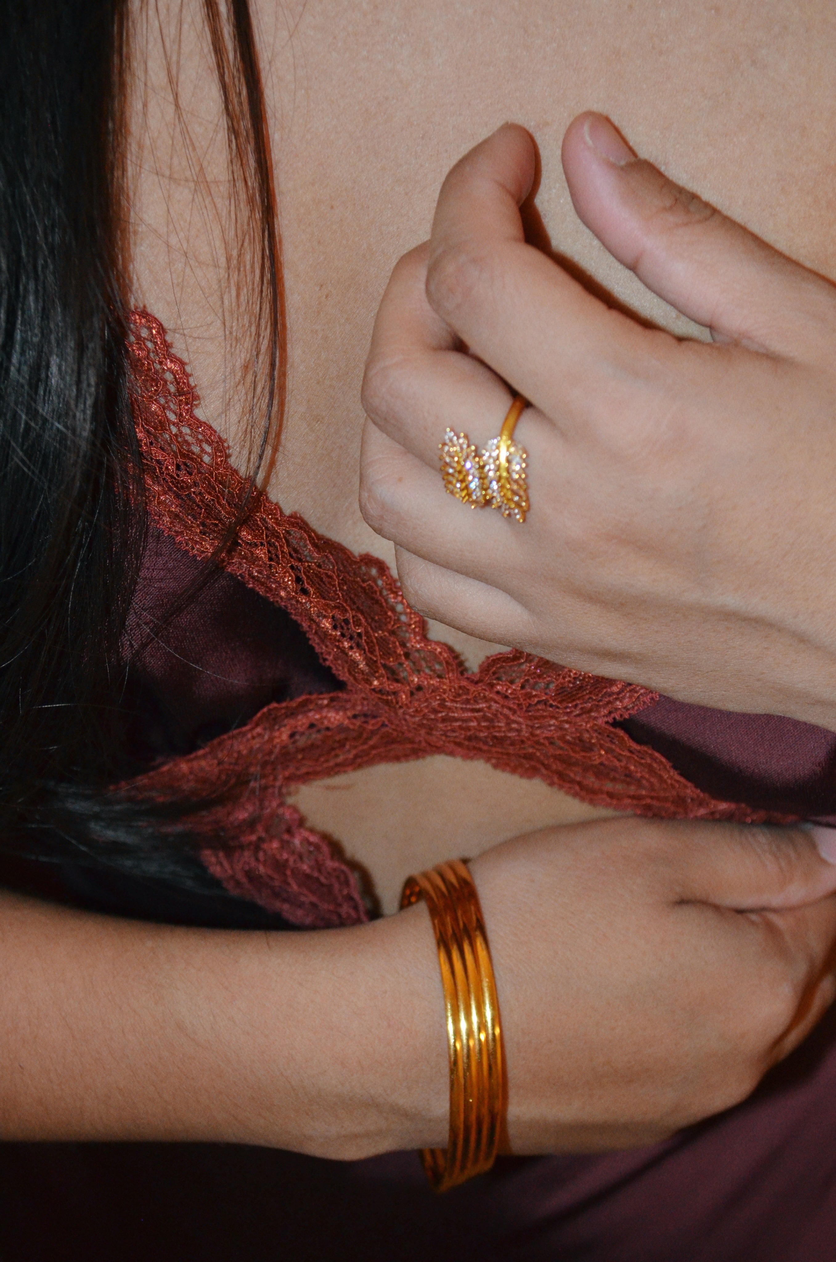 Gold leaf adjustable ring