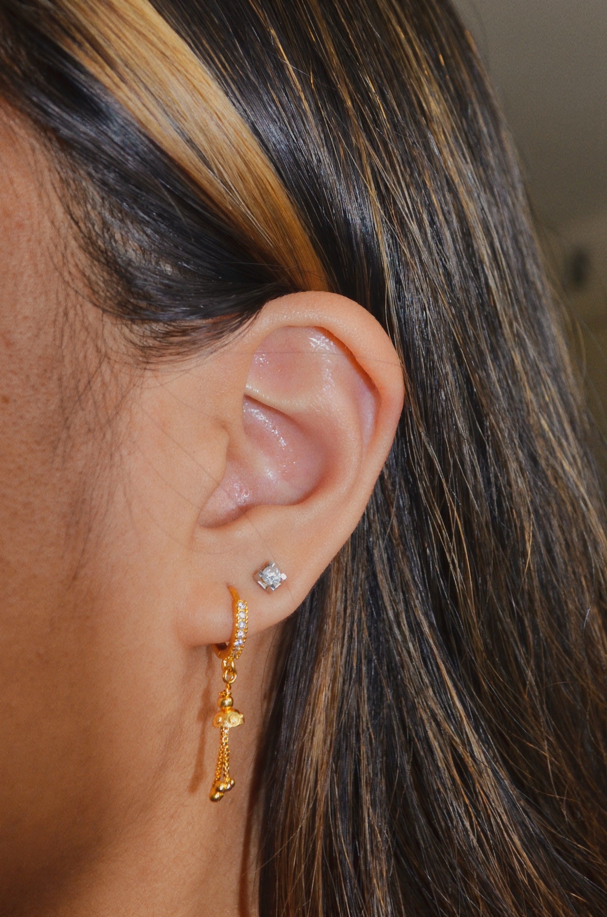 14k gold plated dangly jhumkas