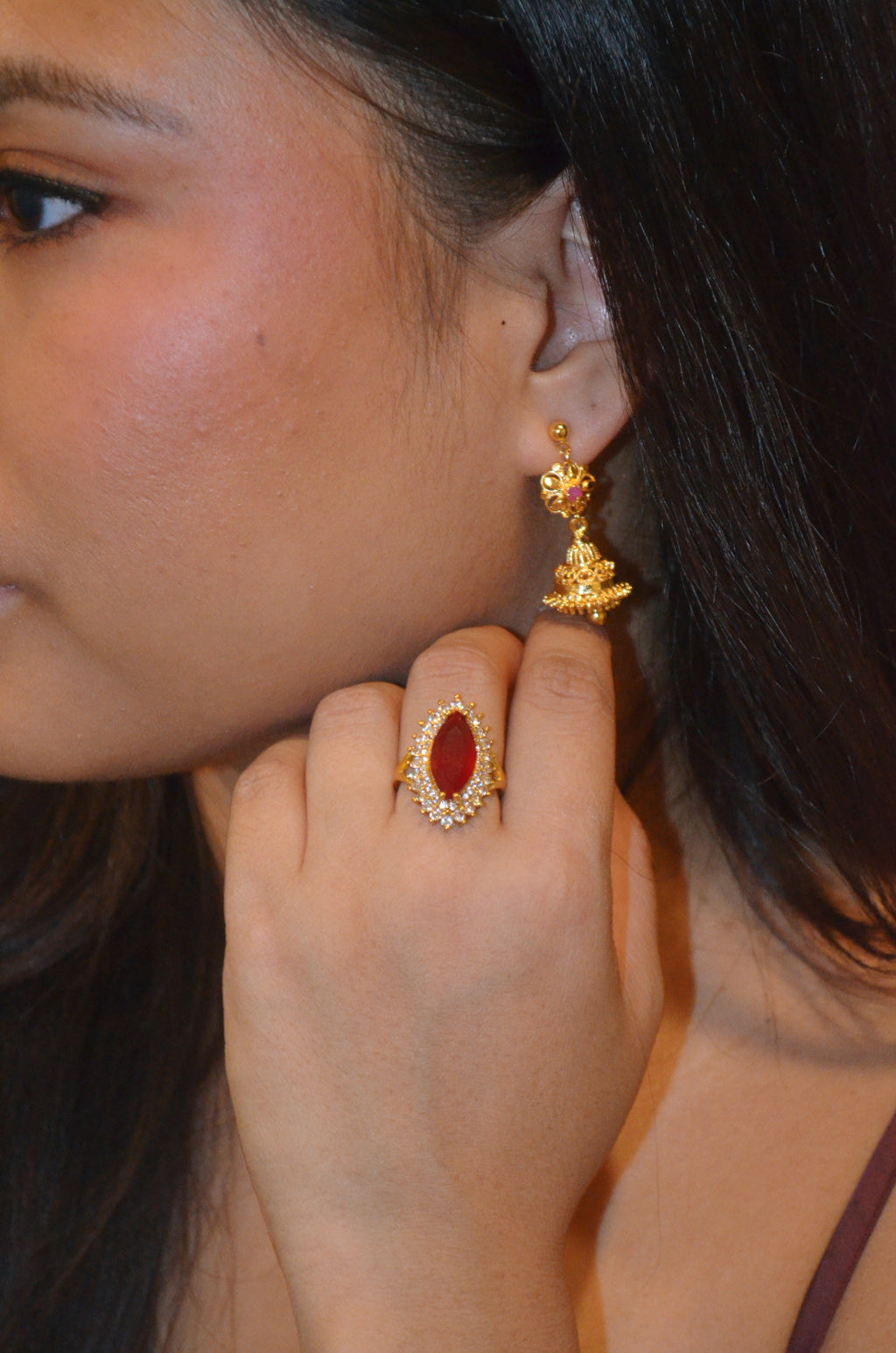 Garnet adjustable ring