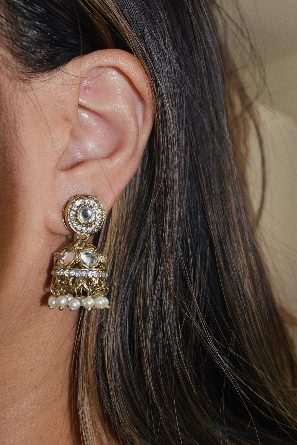 Small champagne Rani jhumkas