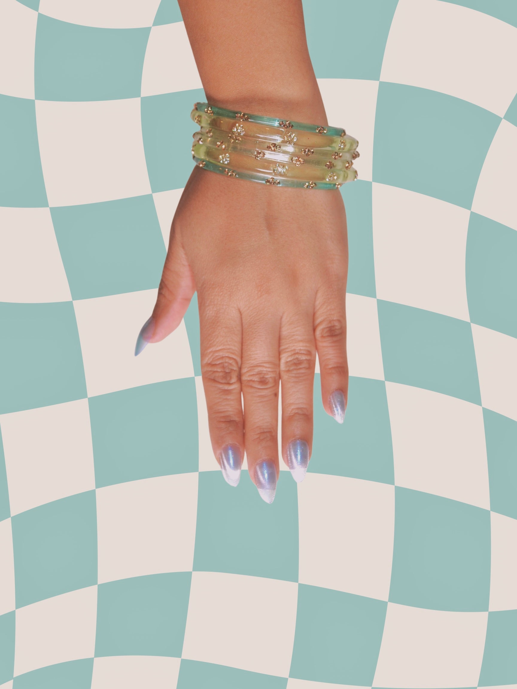 Aquamarine bangle stack