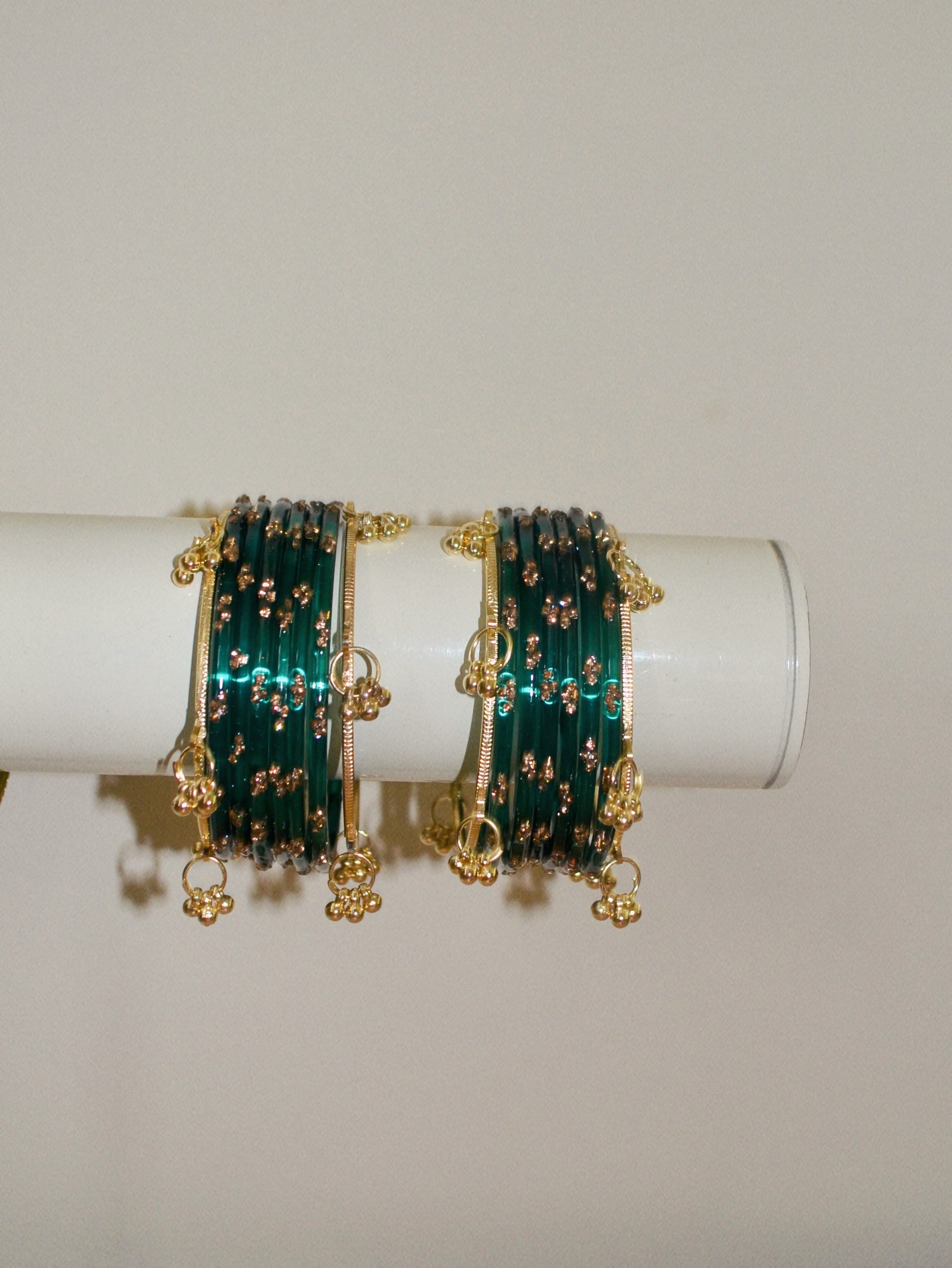 Royal teal Kashmiri bangle stack
