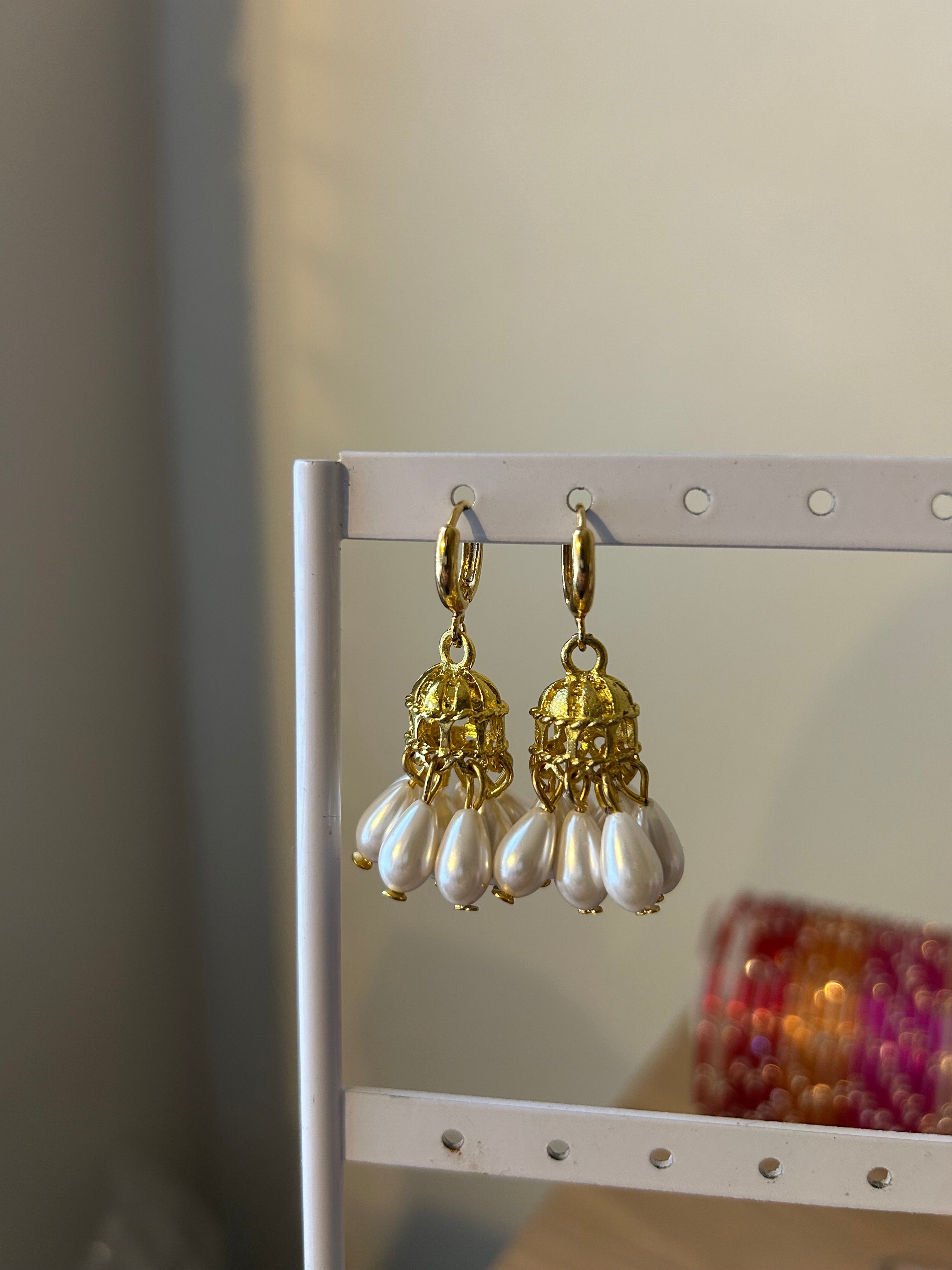 Gold filled and pearl jhumka