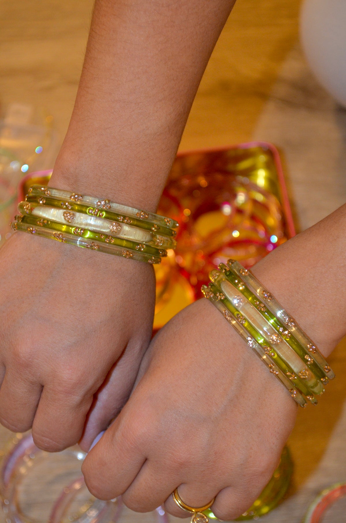 Pista petals bangle stack