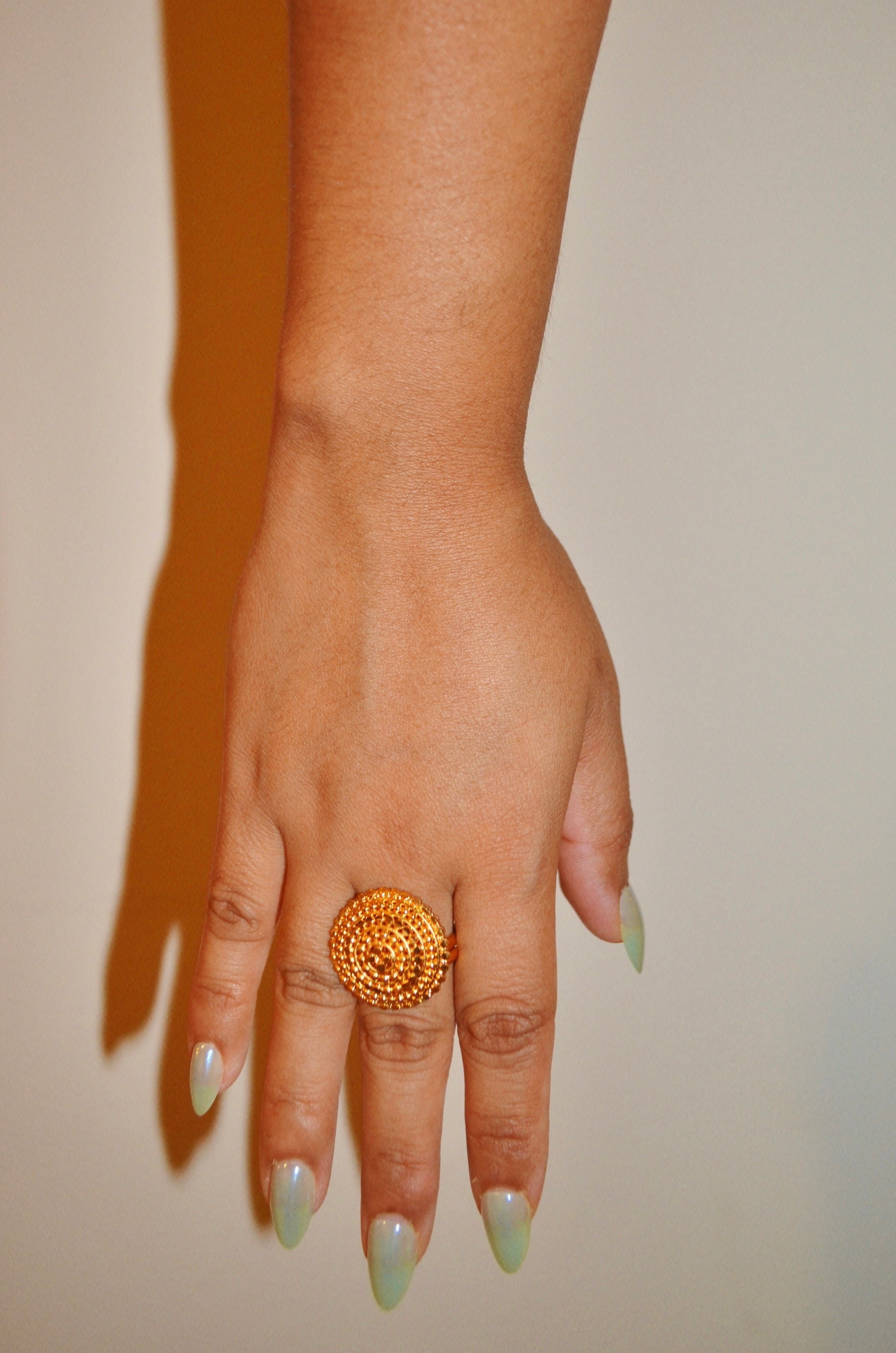 Round gold plated adjustable ring