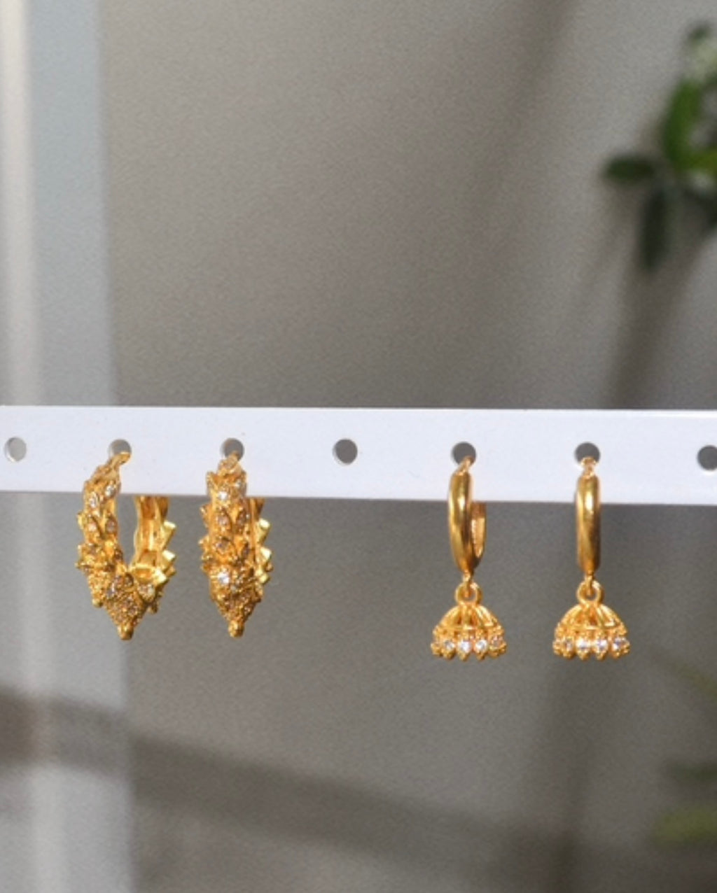 Gold earring stack duo