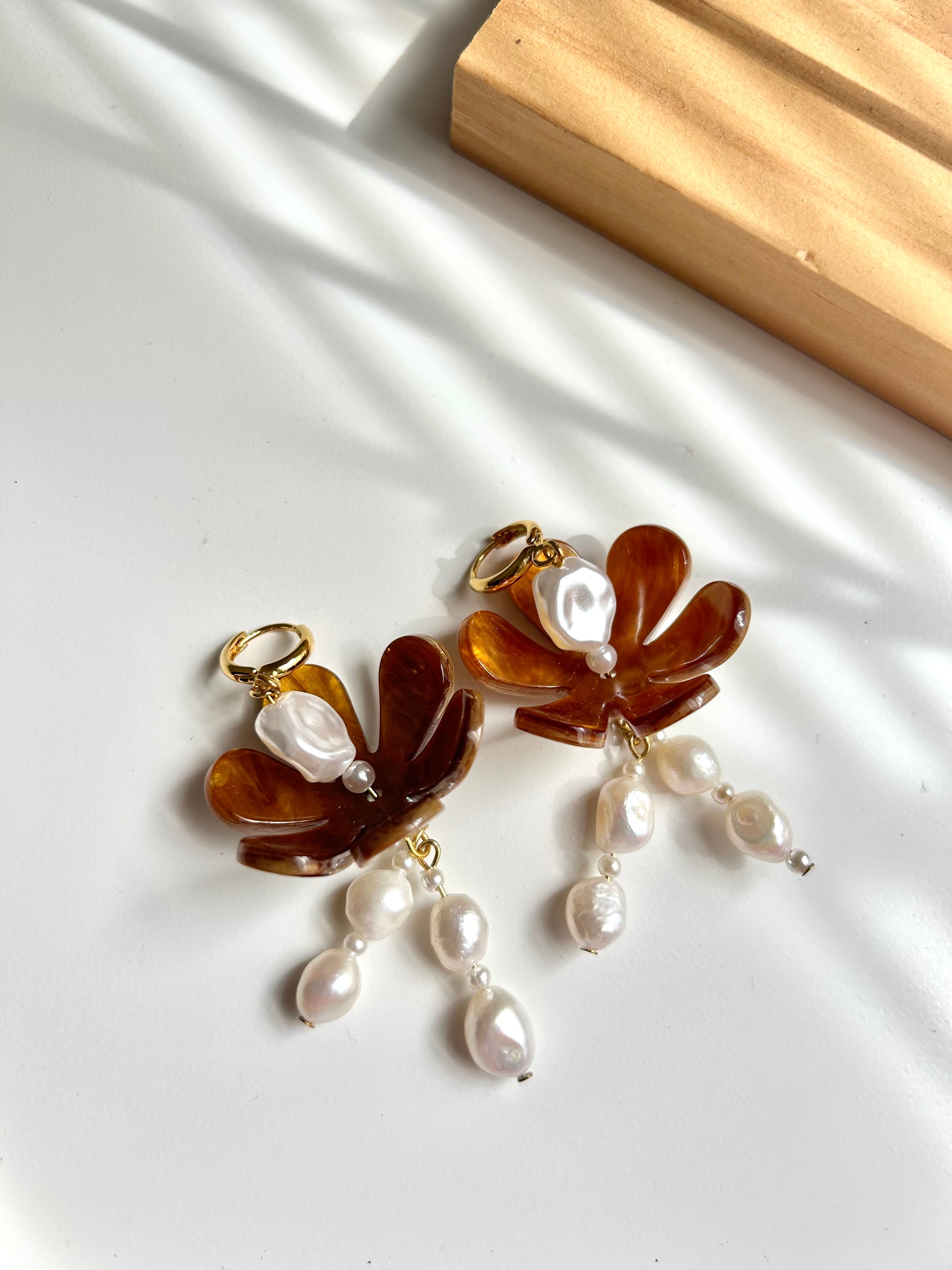 Acetate tortoise bloom earring