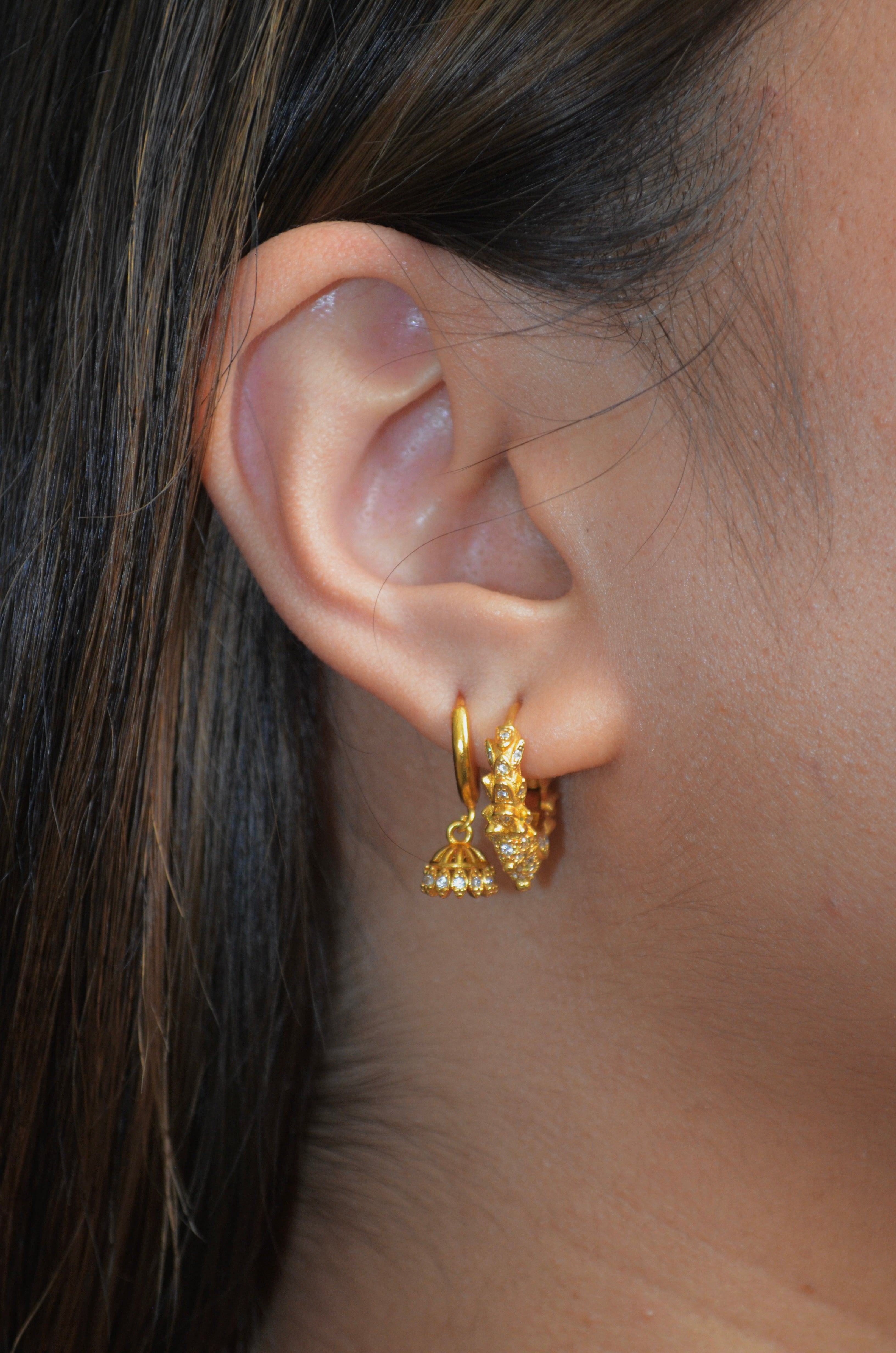 14k Gold filled earring stack duo