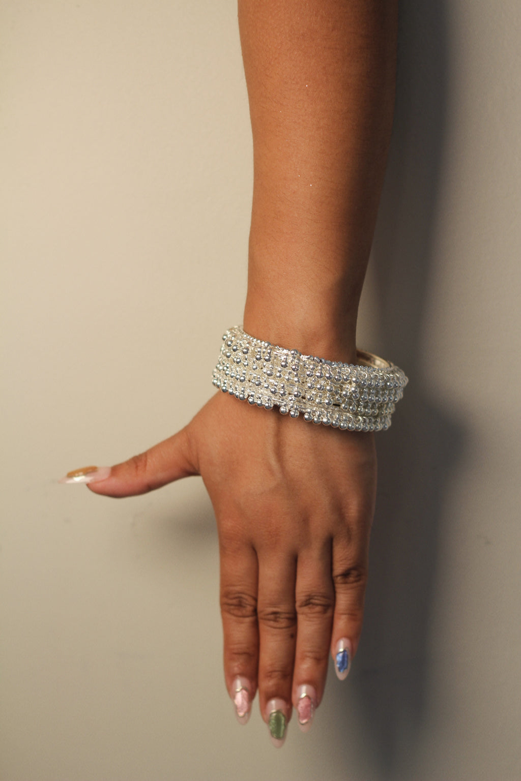 White oxidized jhumka bangles