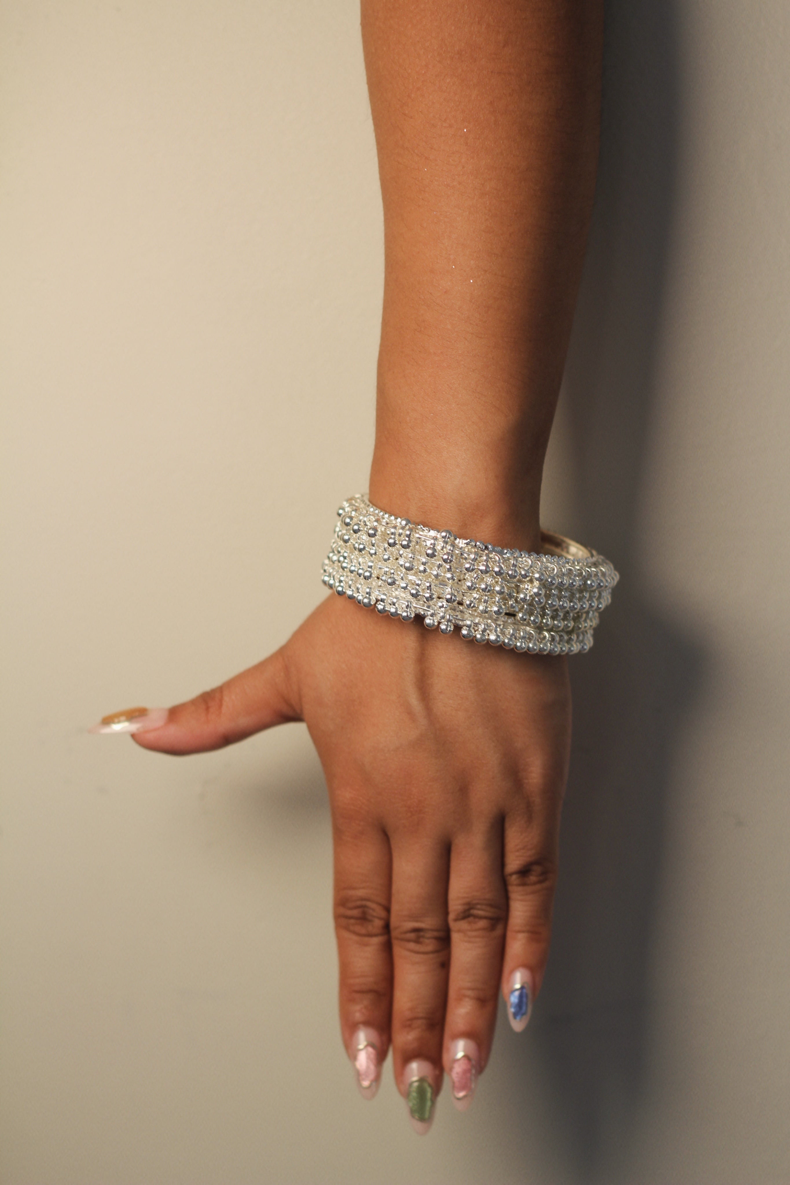 White oxidized jhumka bangles