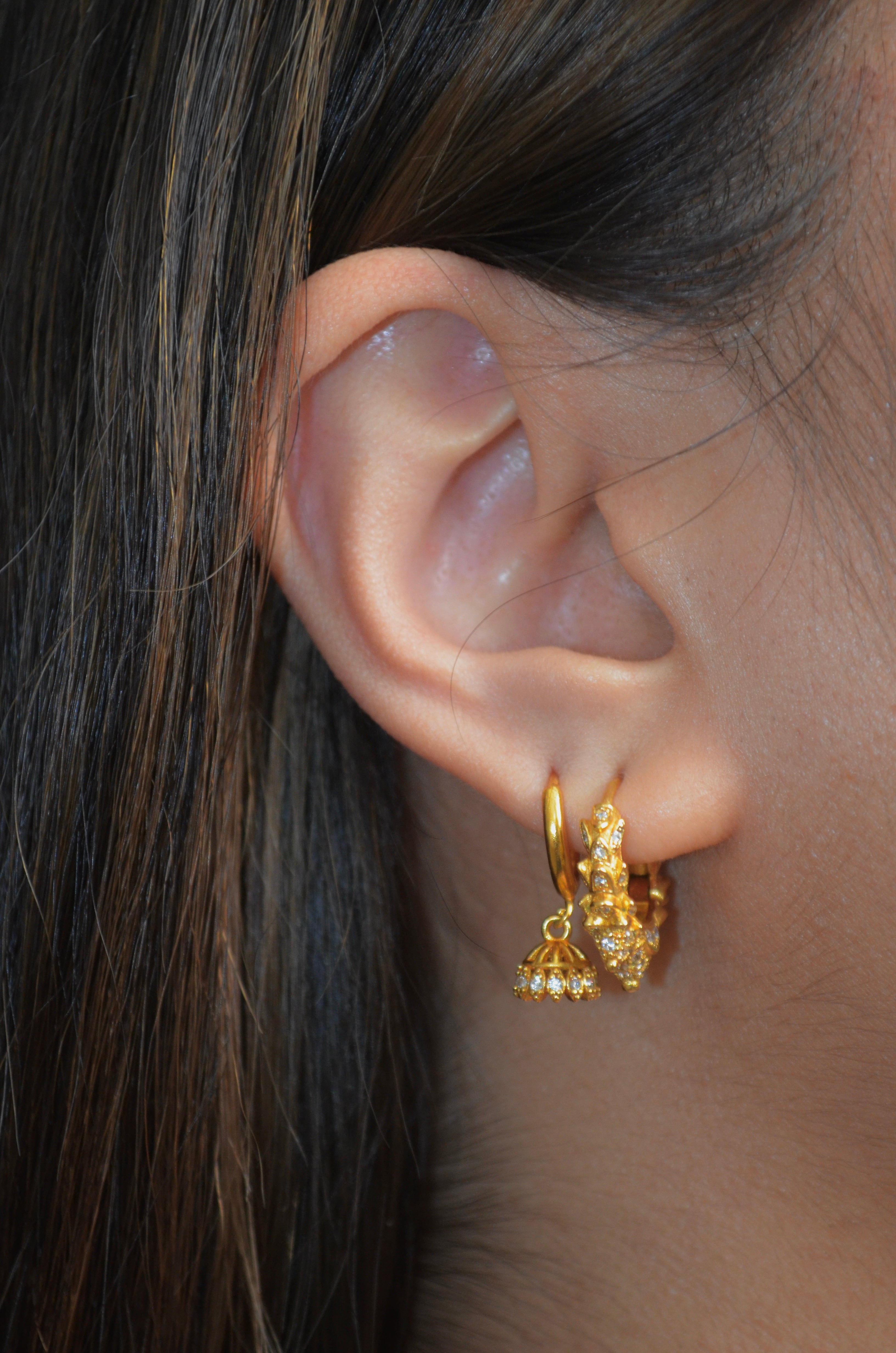 14k Gold filled earring stack duo