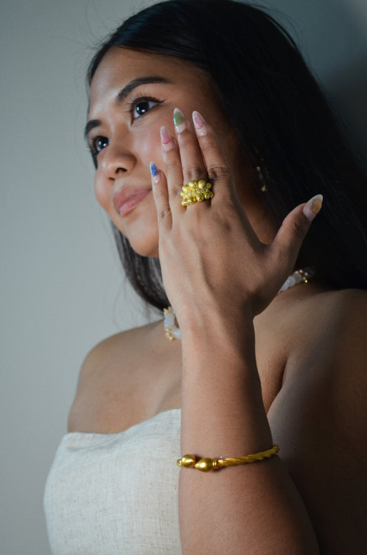 Adjustable Gold filled petal ring