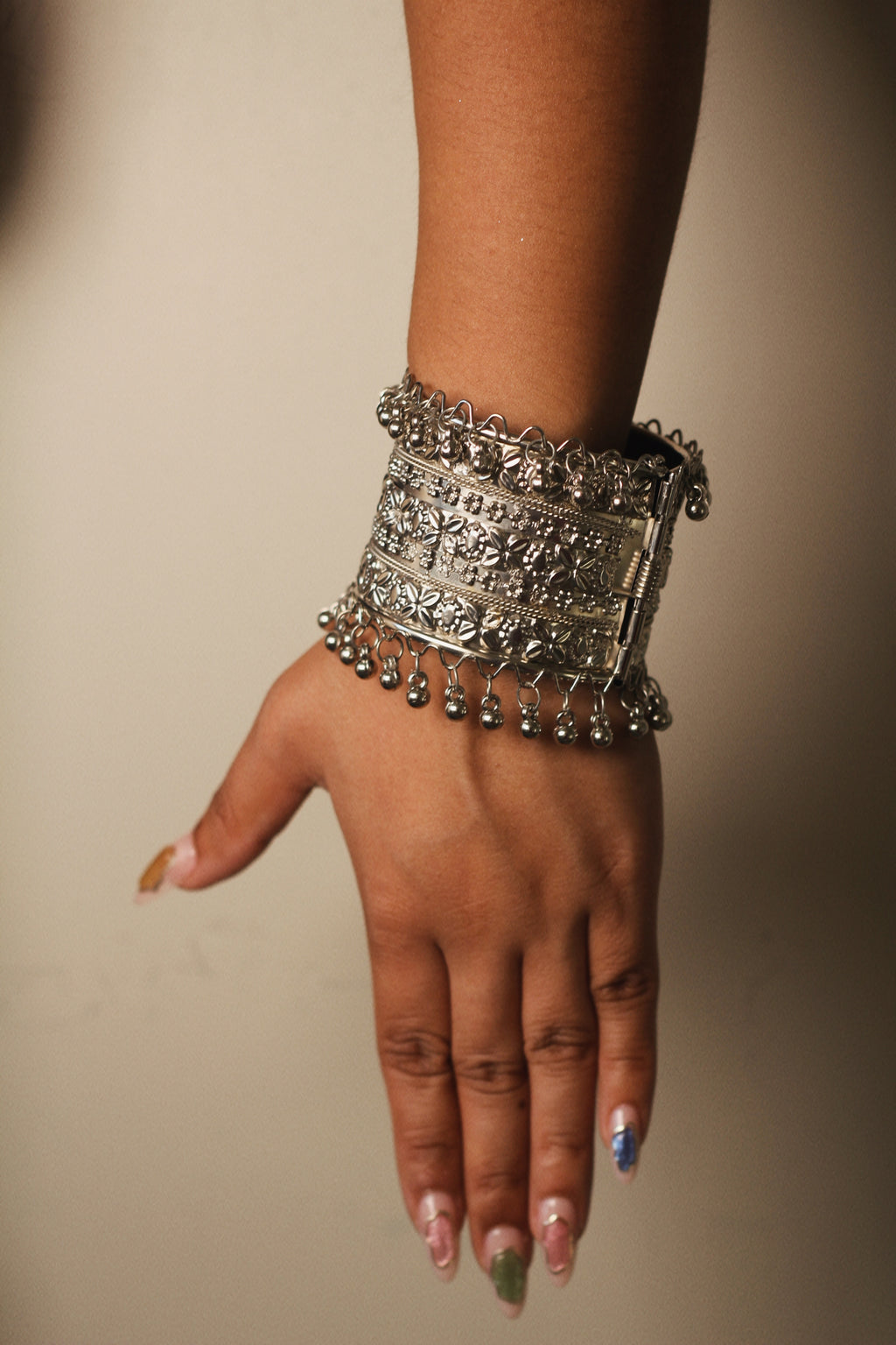 Oxidized silver mirror cuff