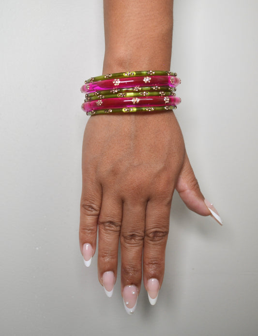 Lotus bangle stack