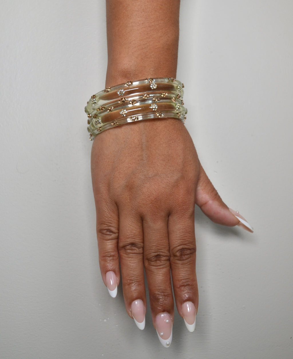 Green cantaloupe bangle stack