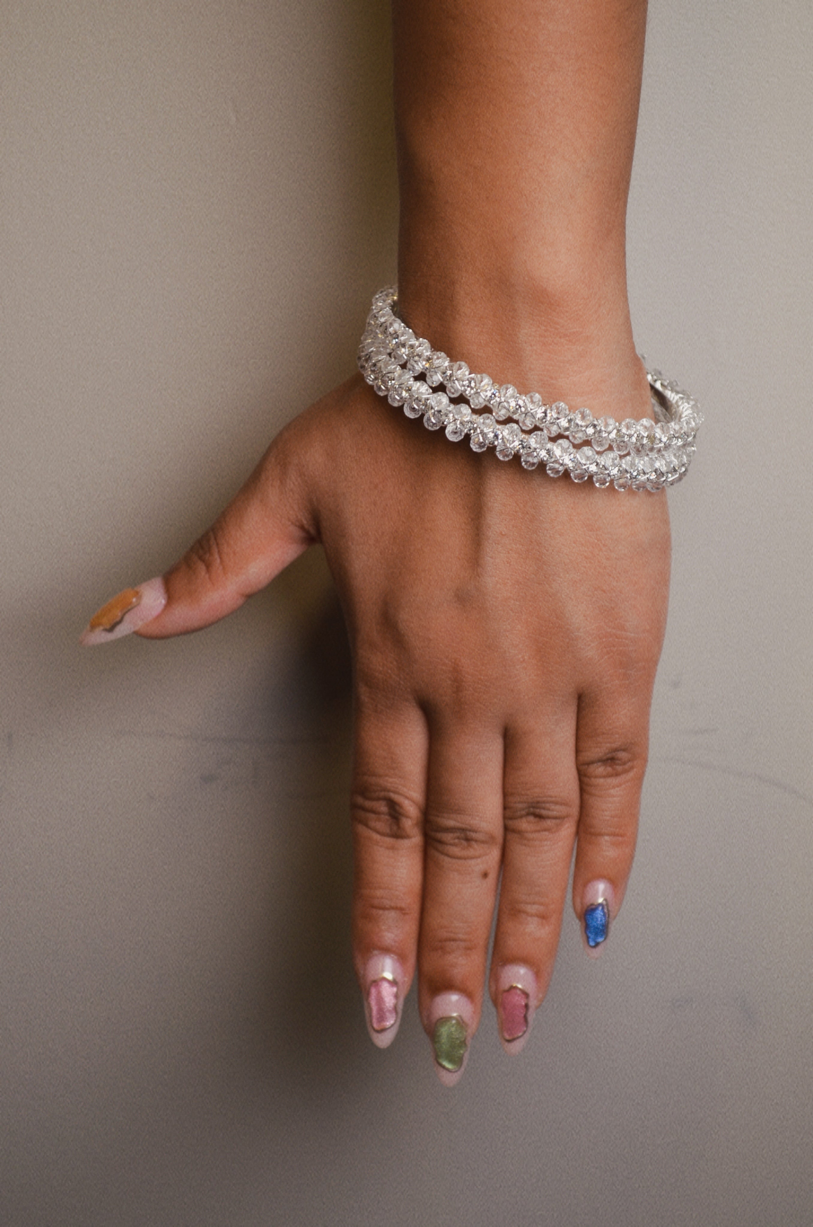 Silver rhinestone crystal bangle