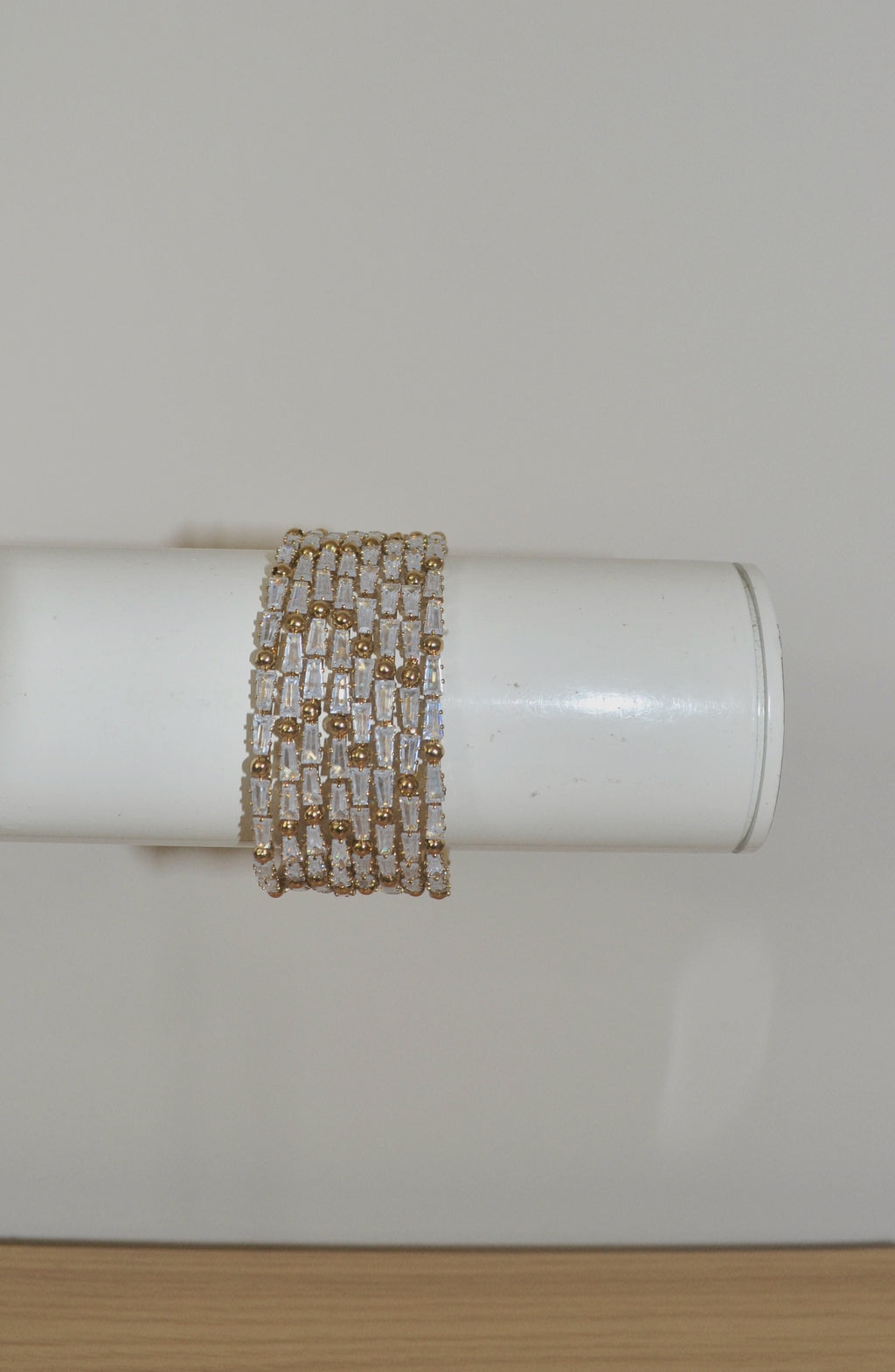 Silver champagne stone bangles