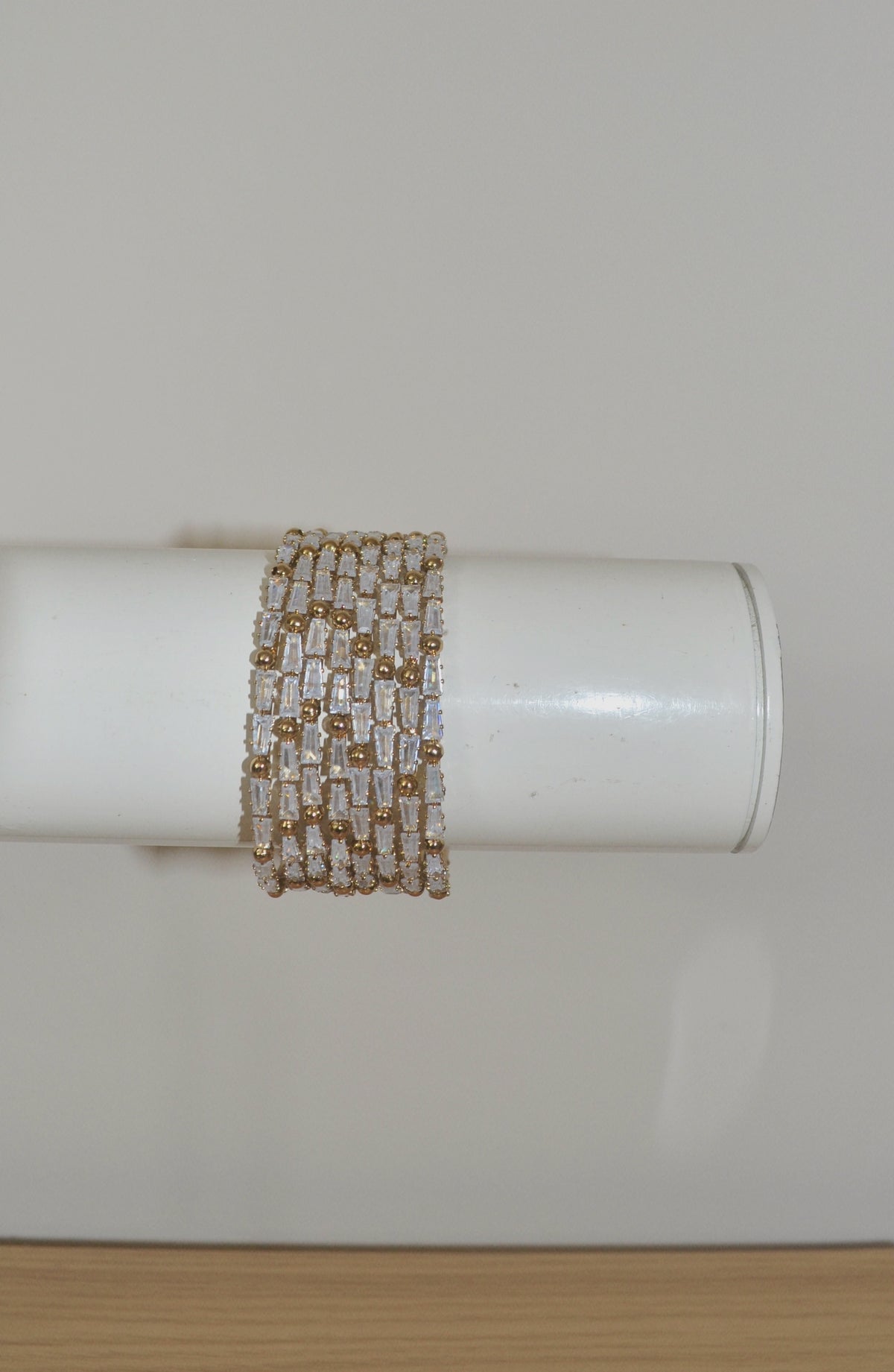 Silver champagne stone bangles