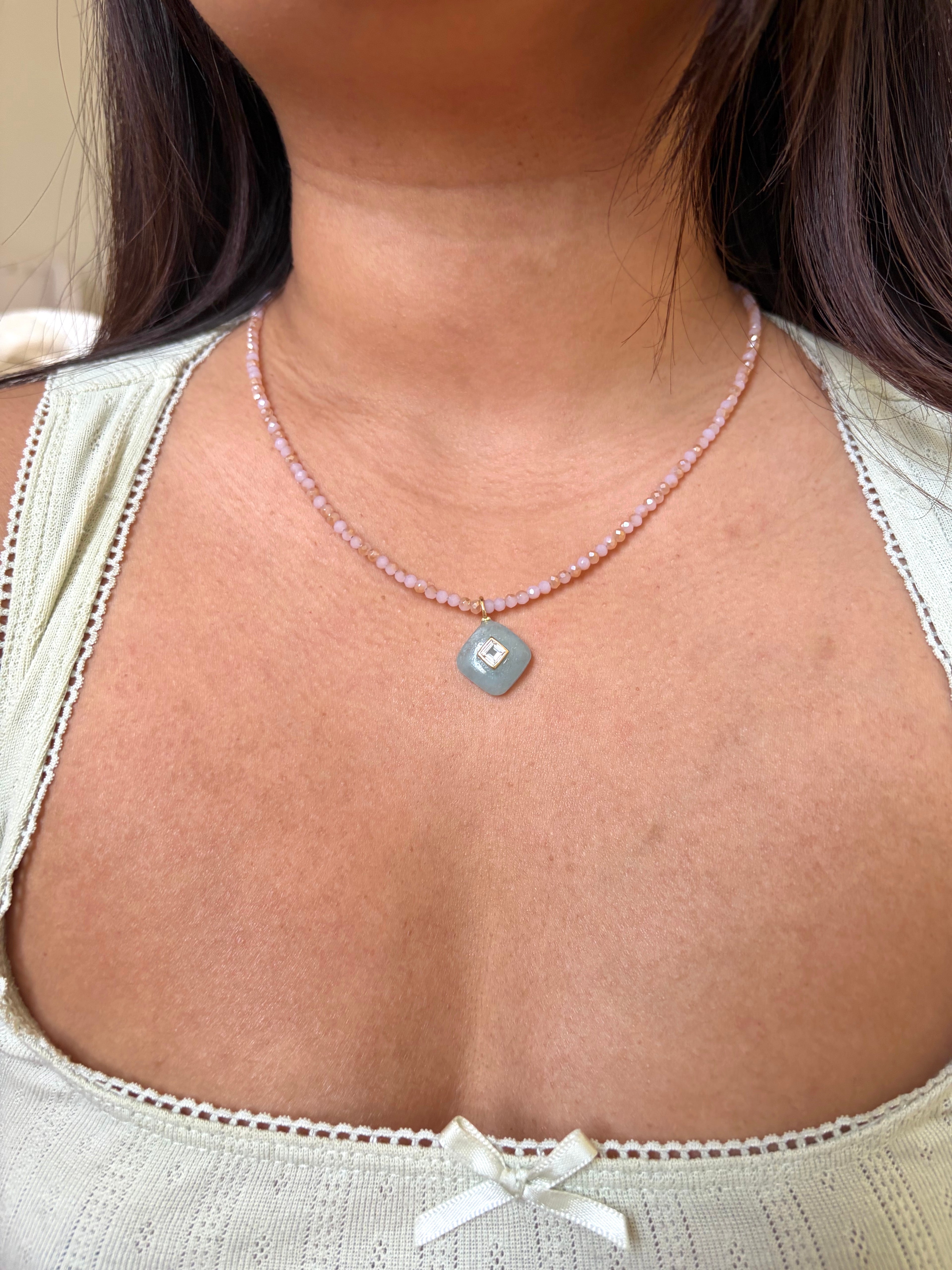 Rose quartz beaded necklace