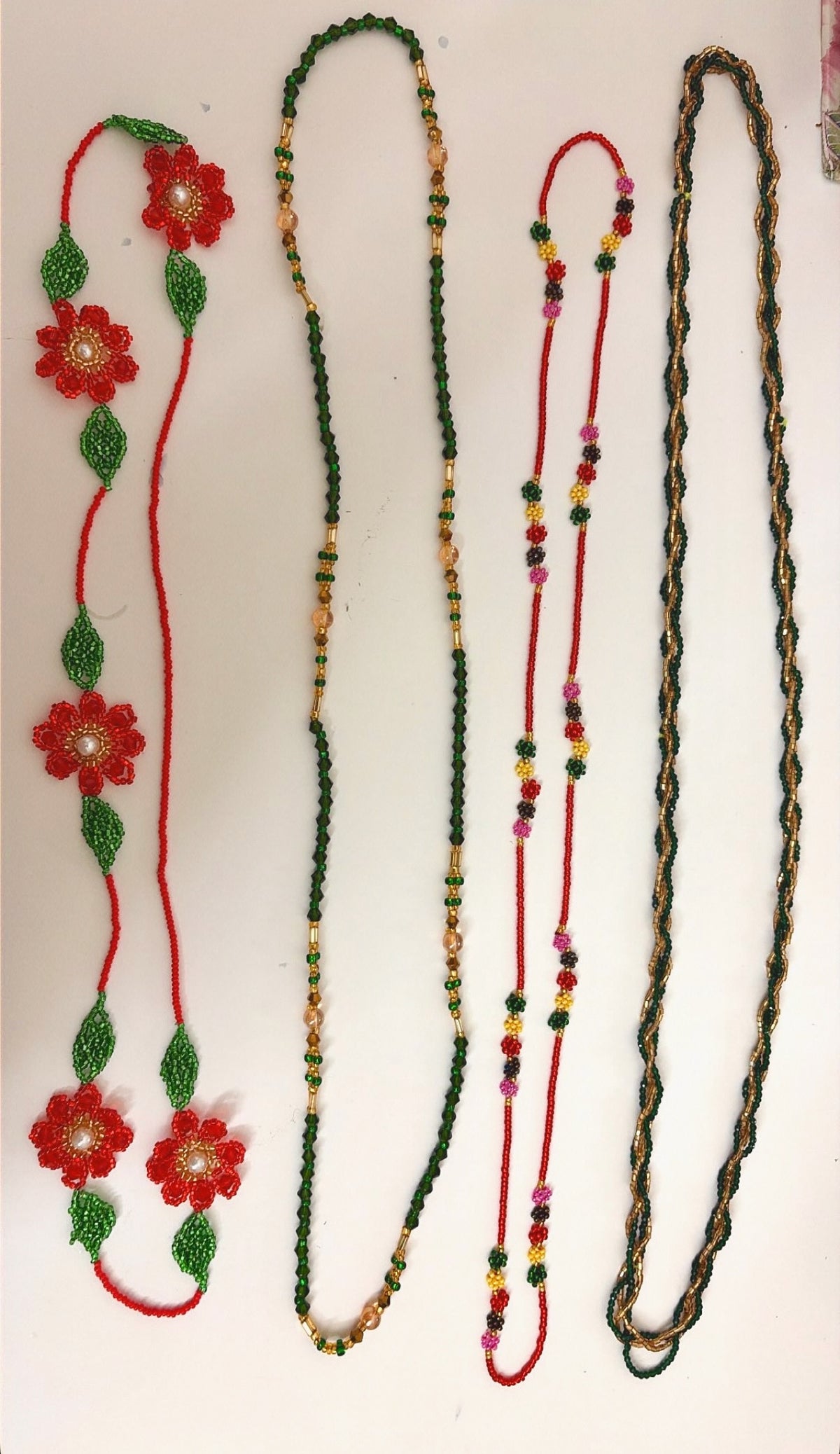 Red poppy beaded necklace