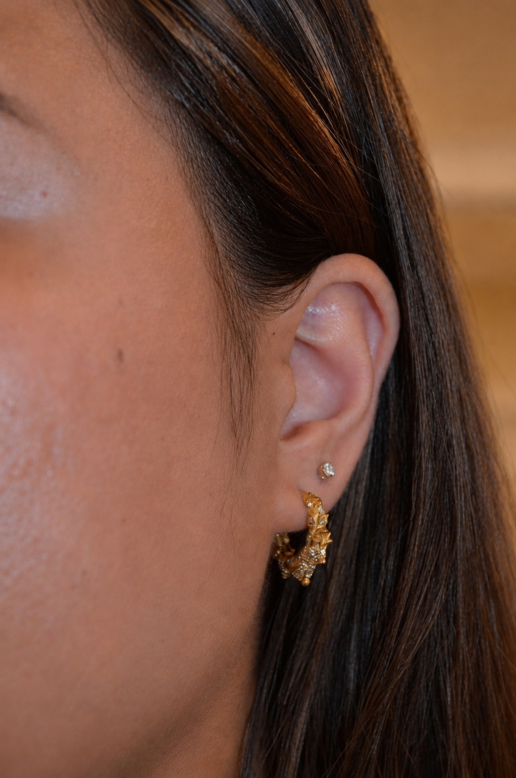 14k Gold filled rhinestone marwari hoops