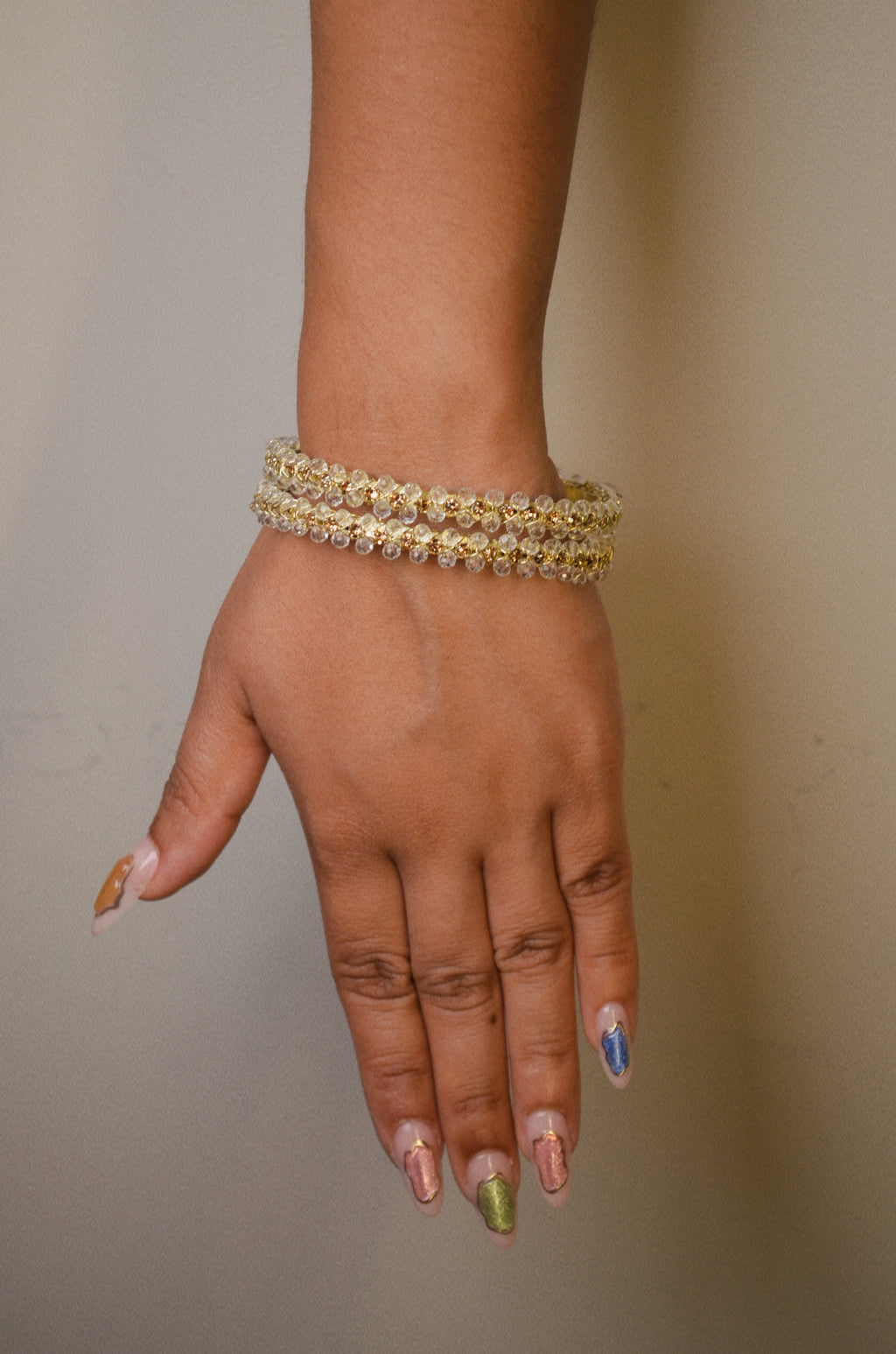 Gold rhinestone crystal bangle