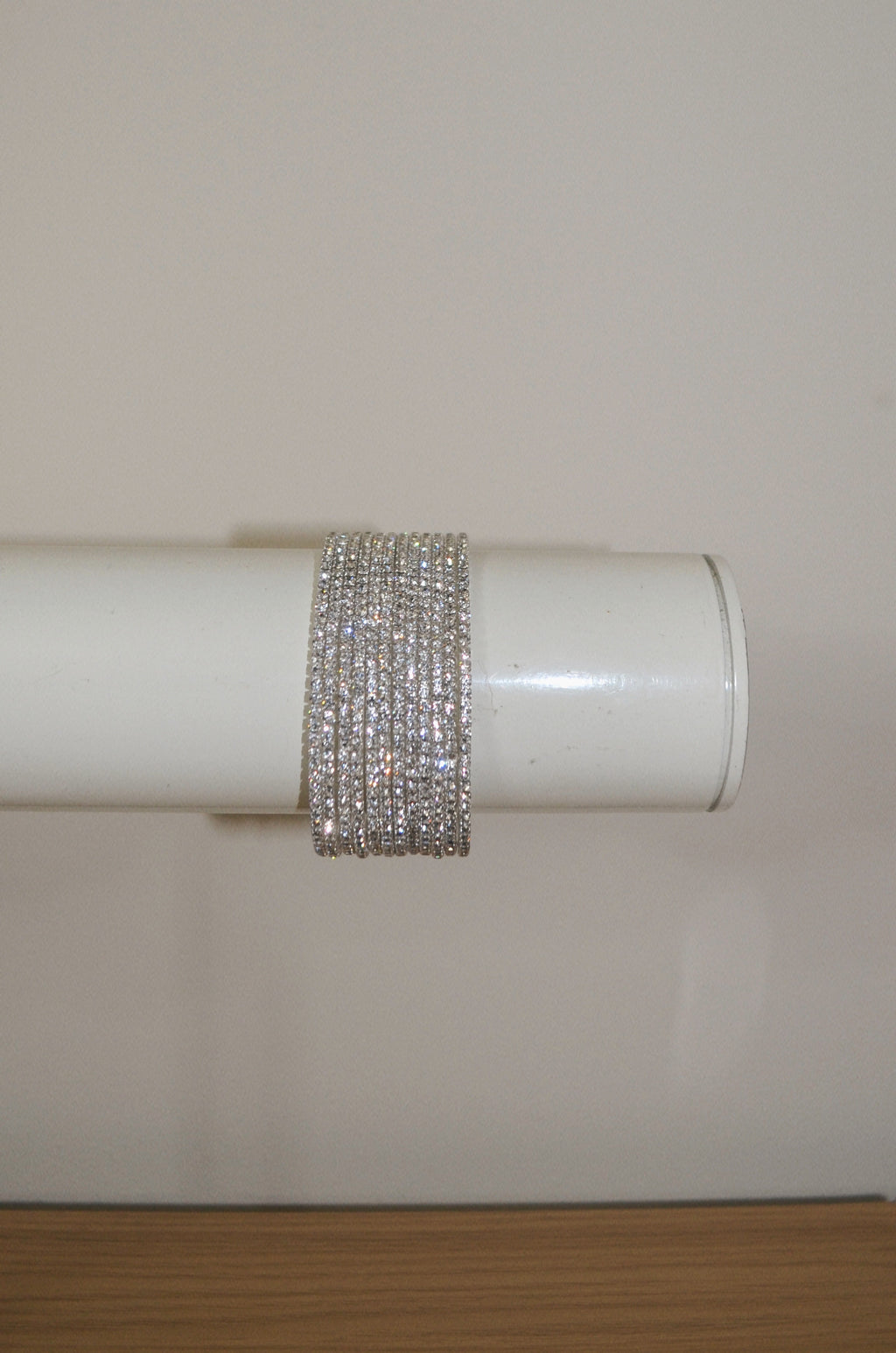 Silver CZ stones bangle set
