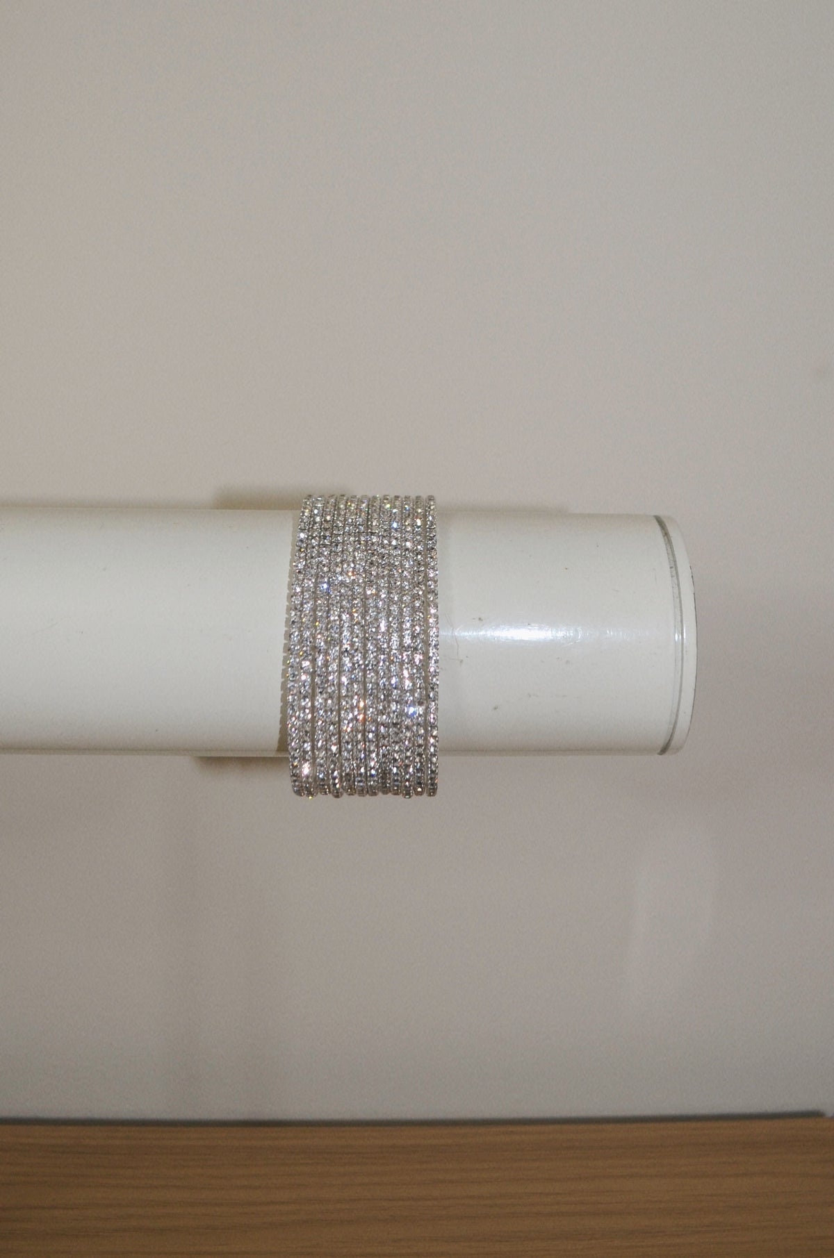 Silver CZ stones bangle set