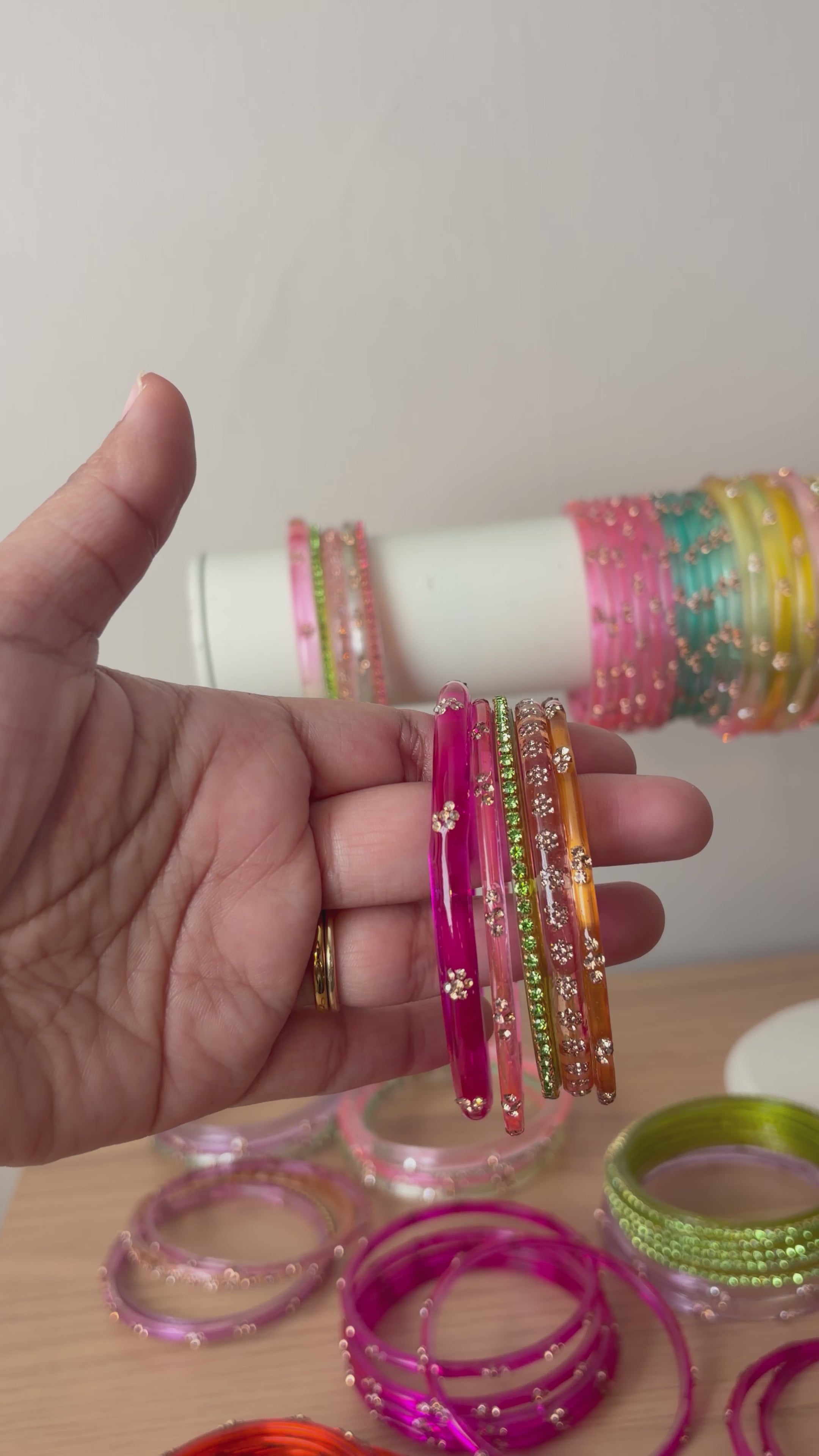 Sweet fuchsia bangle stack