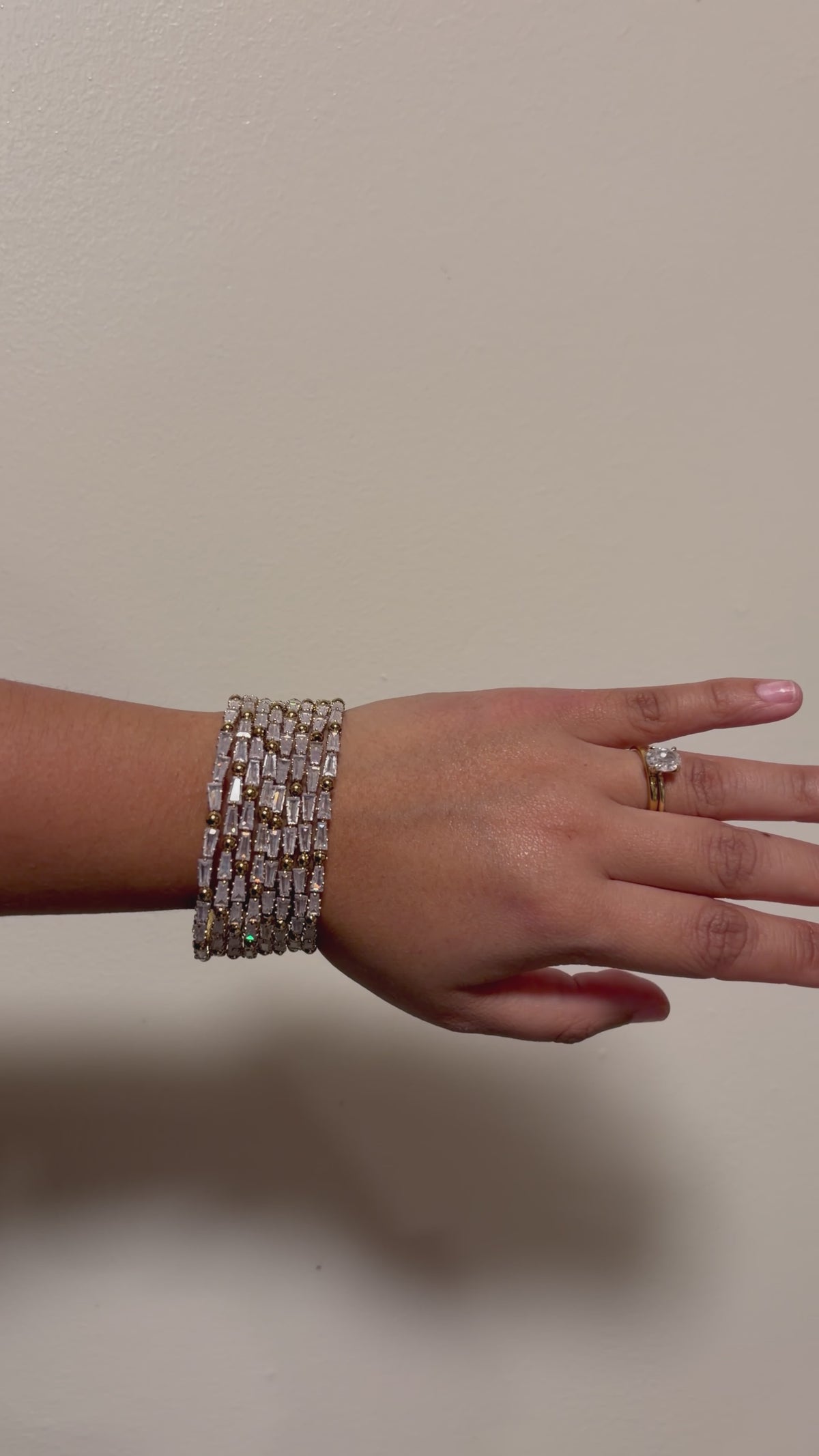 Silver champagne stone bangles