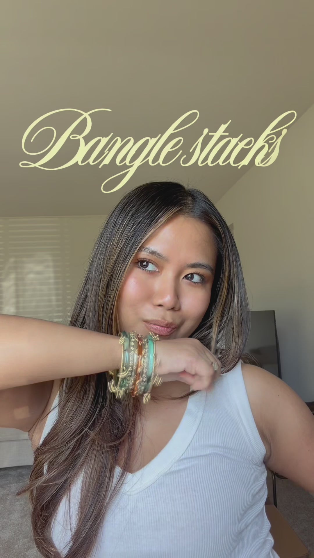Flashing blue lights bangle stack