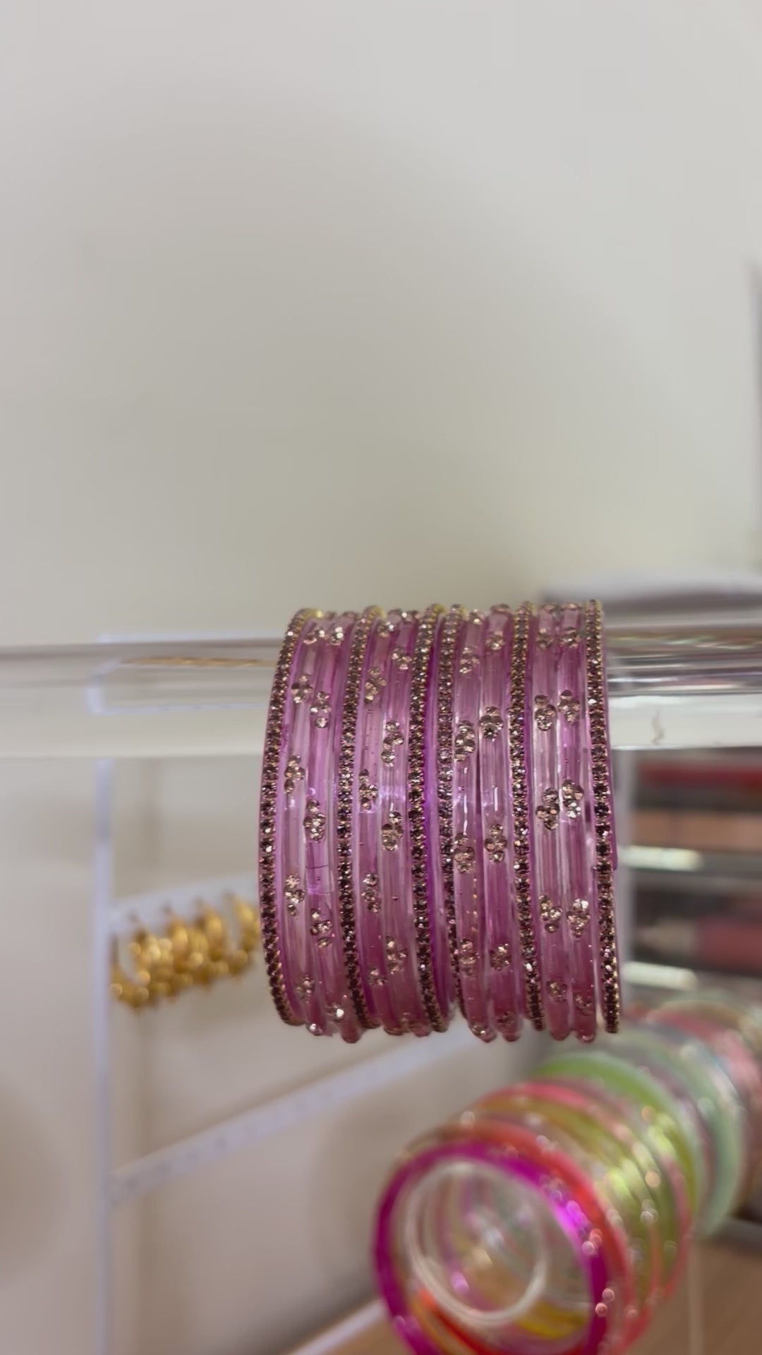 Lavender crystal bangle stack